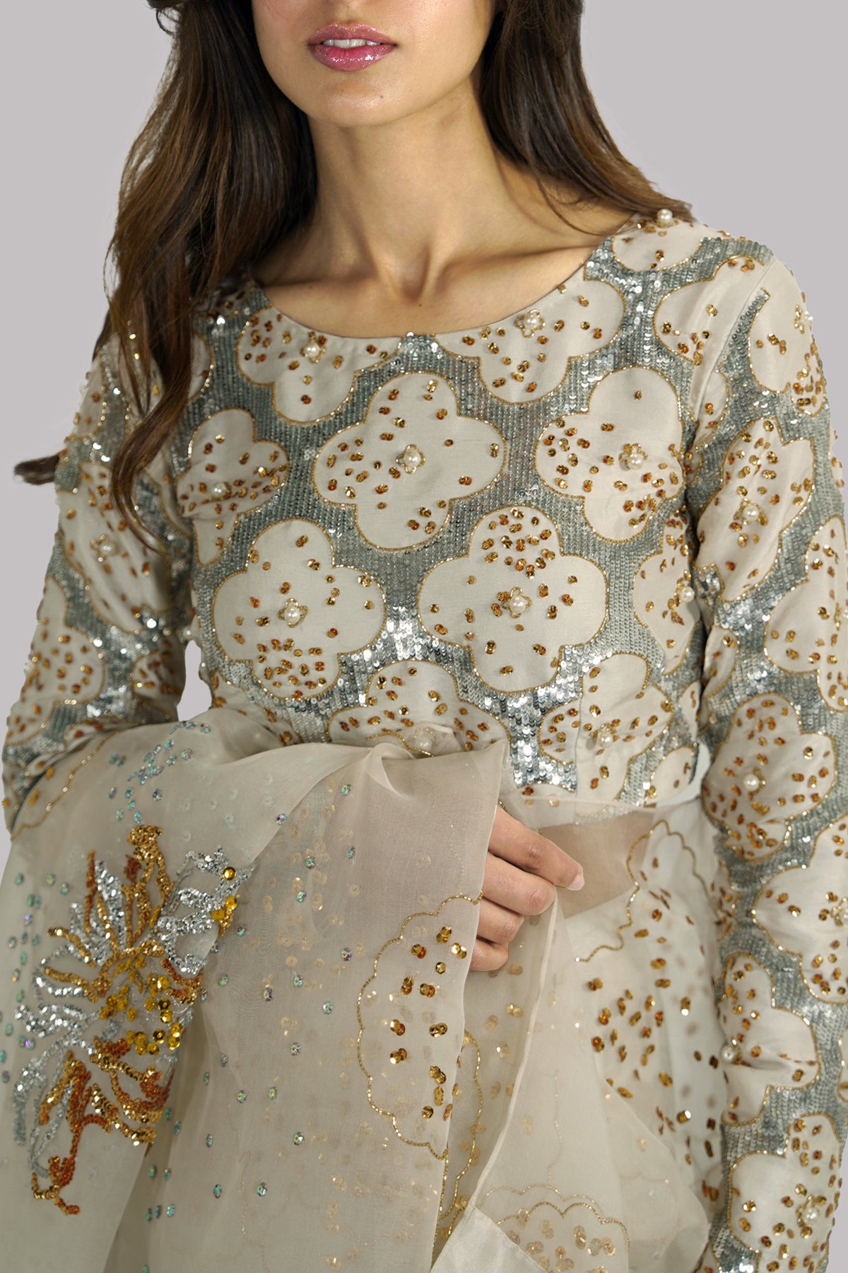 Egret Embellished Lehenga Choli Set