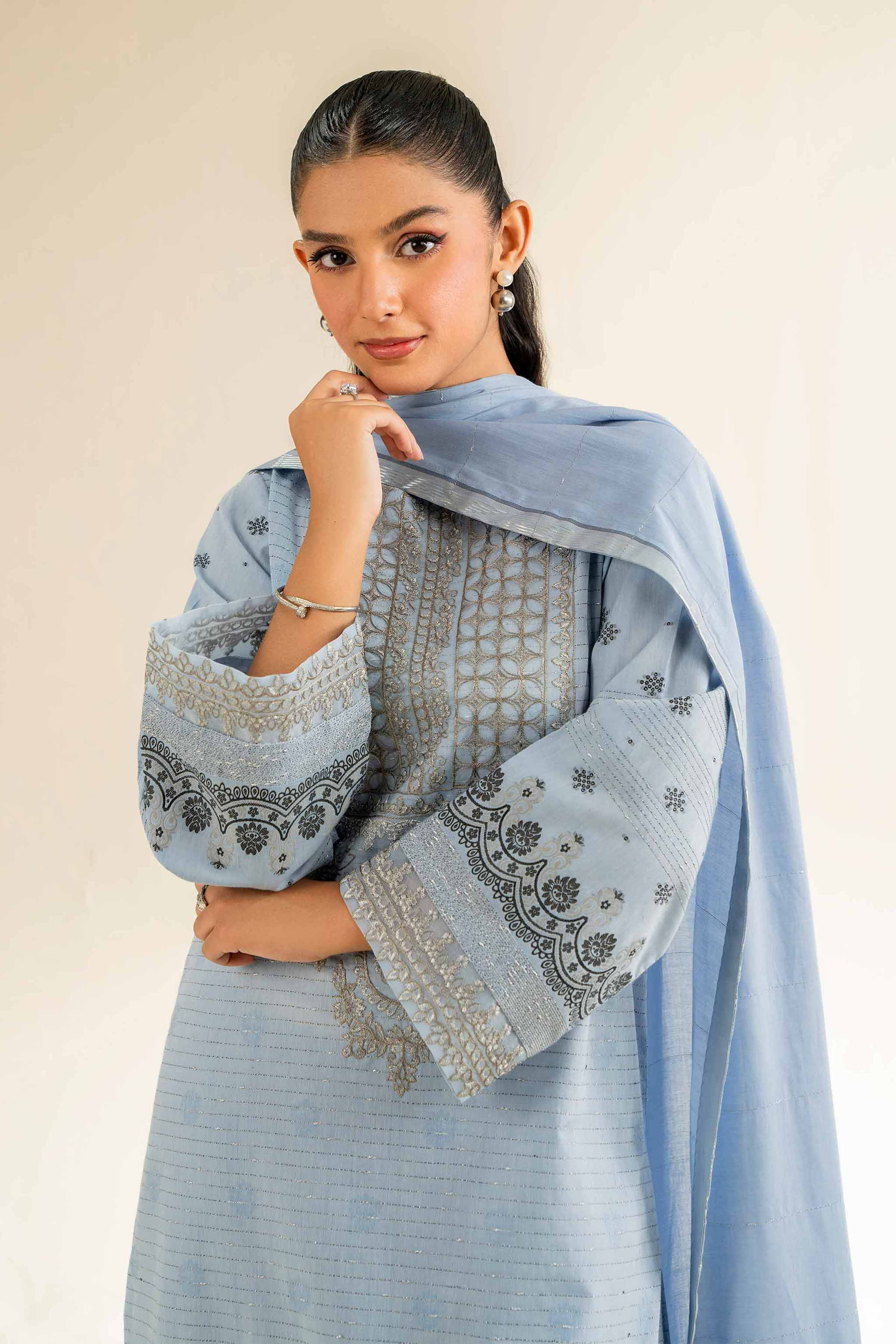 3 Piece - Jacquard Embroidered Suit - 42501043