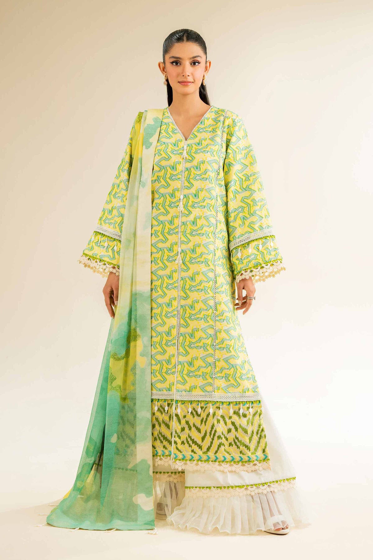 3 Piece - Jacquard Embroidered Suit - 42501092