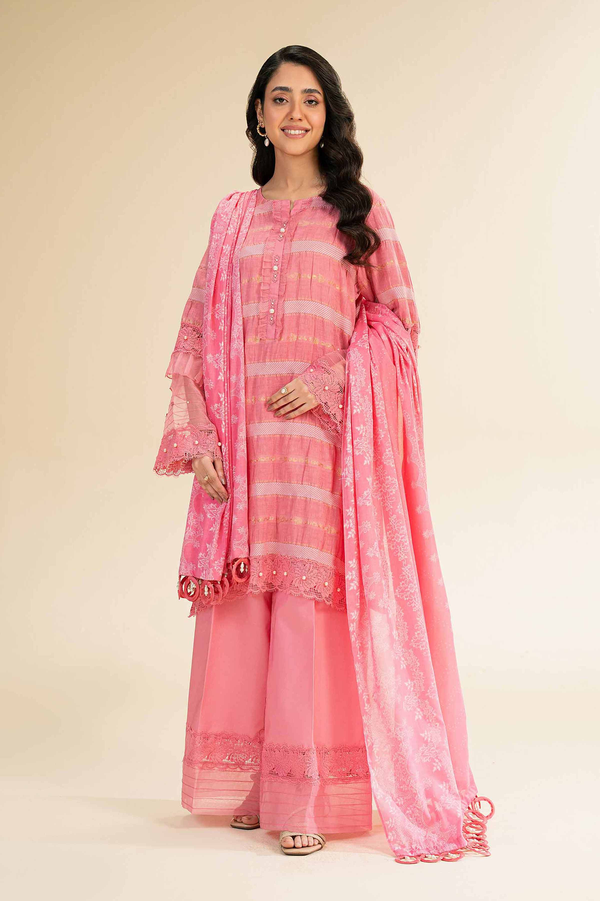 3 Piece - Paste Printed With Jacquard Suit - 42501106