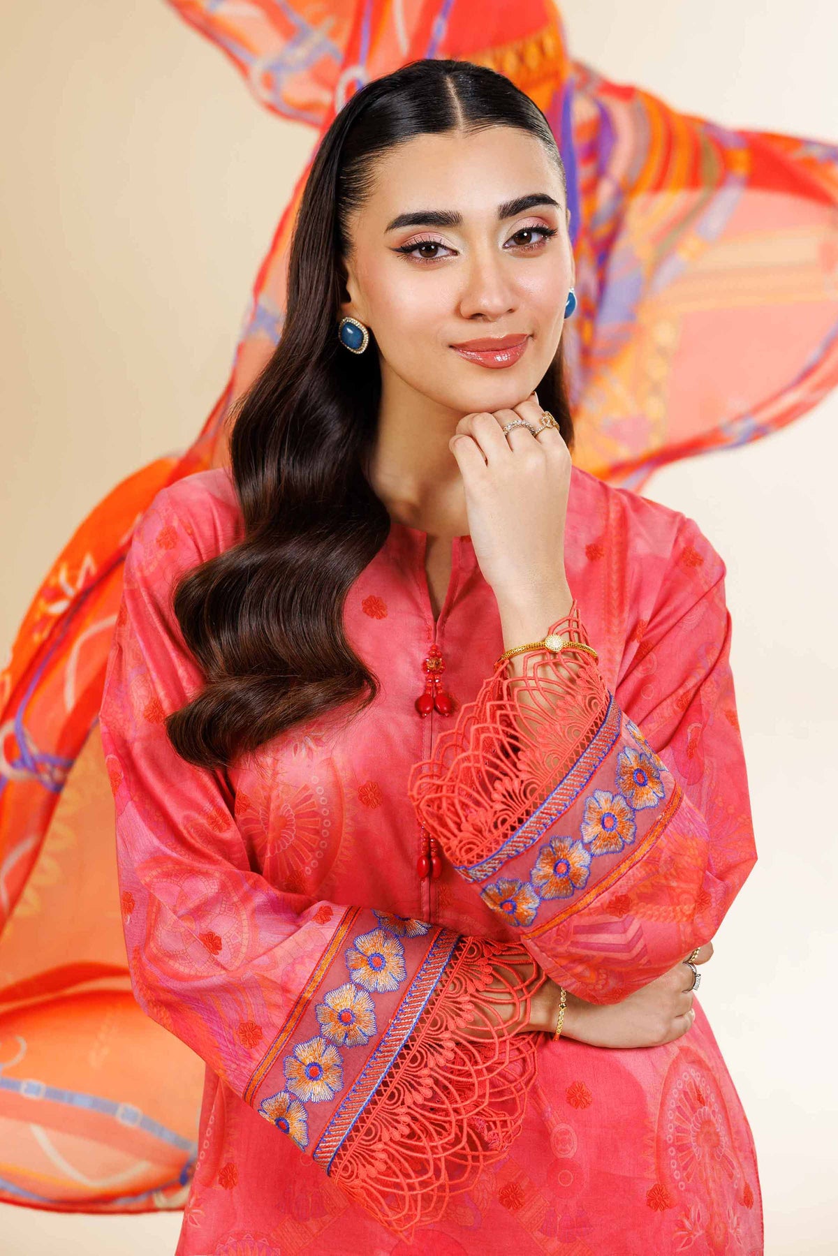 3 Piece - Digital Printed Embroidered Suit - 42501478