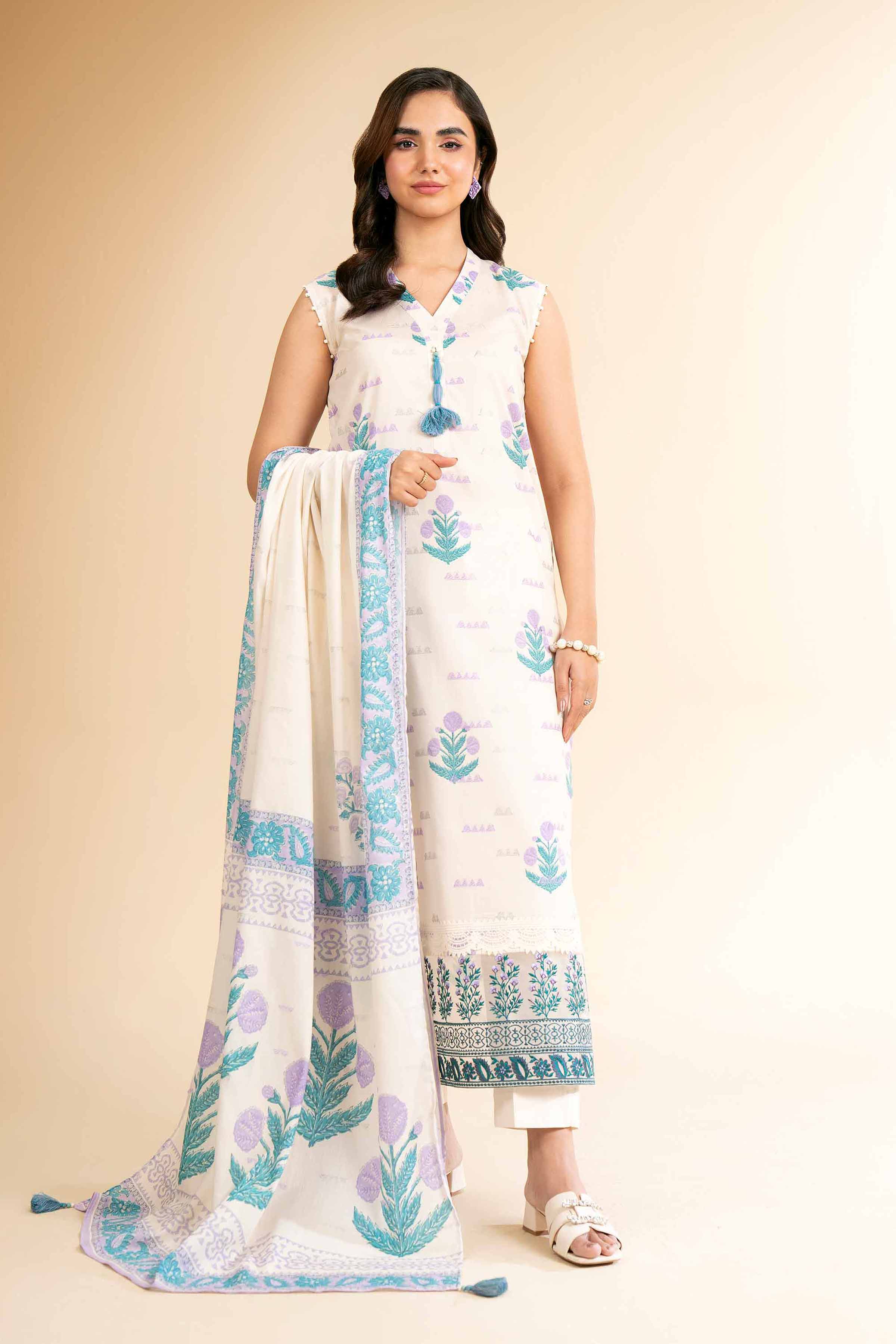 3 Piece - Digital Printed Embroidered Suit - 42501638