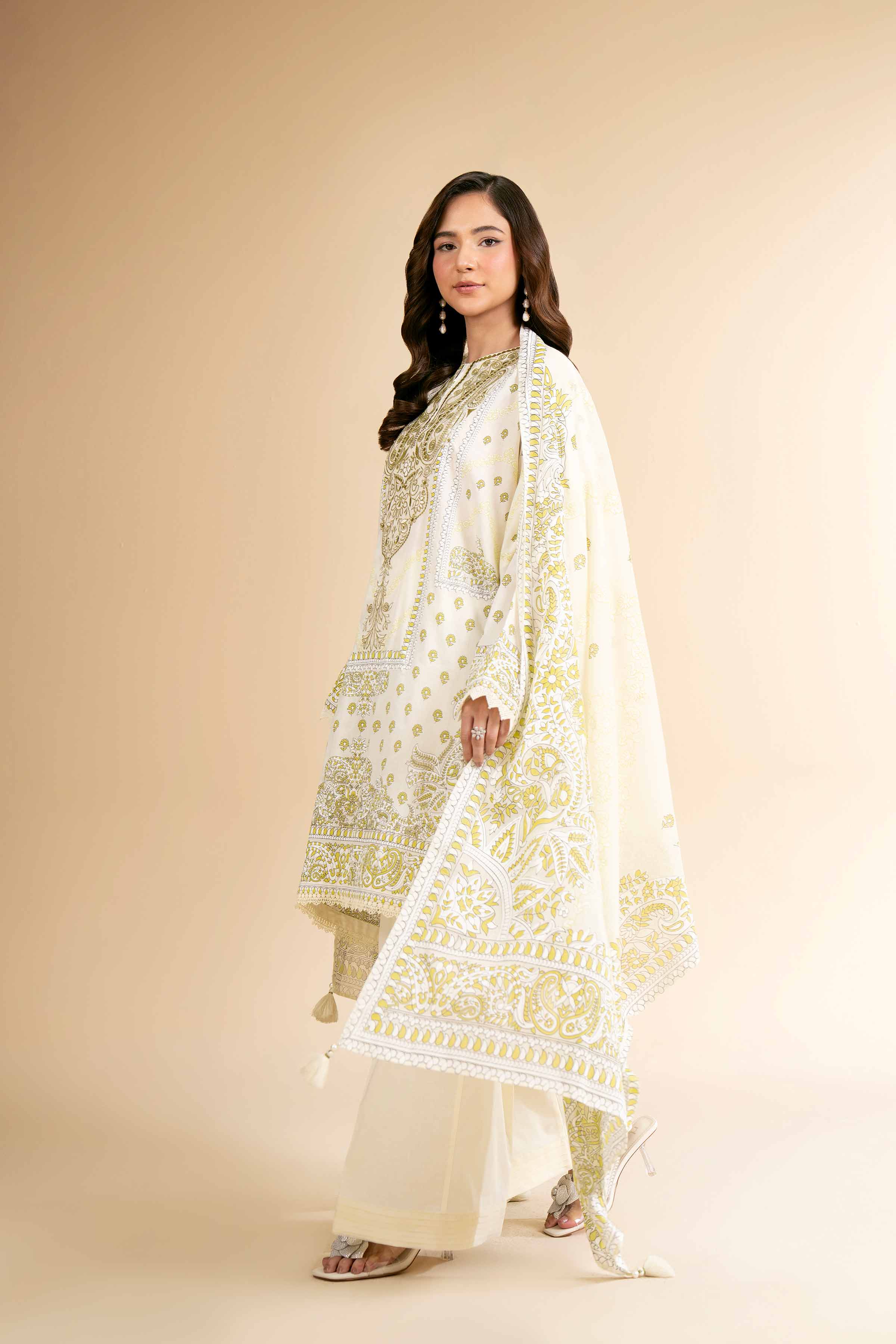 3 Piece - Flatbed Paste Embroidered Suit - 42501660