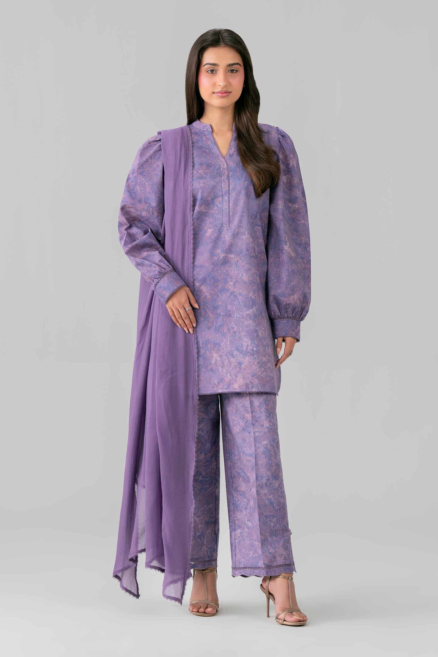 3 Piece Printed Khaddar Suit with Zari Dupatta