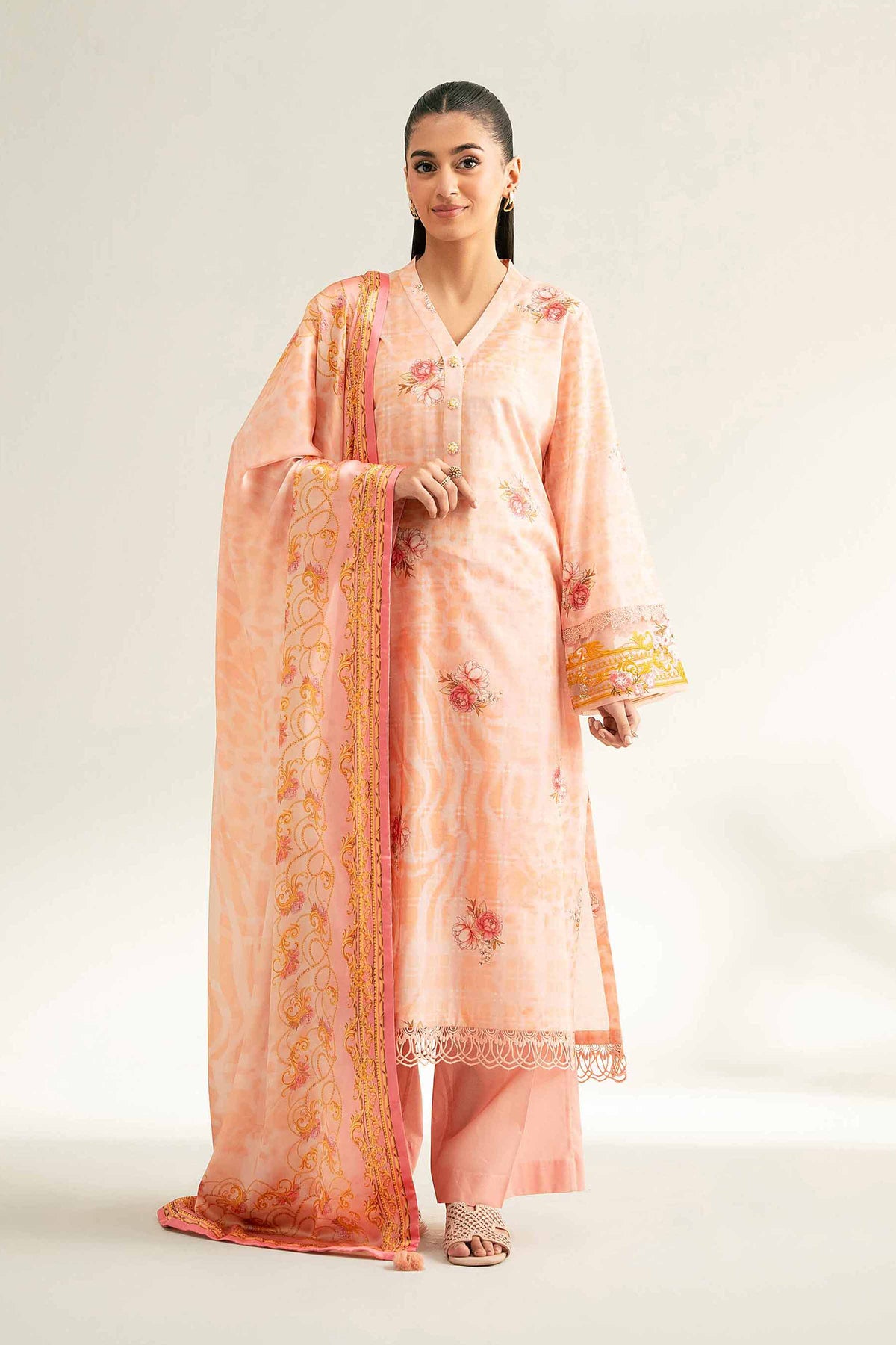 3 Piece - Digital Printed Embroidered Suit - 42501842