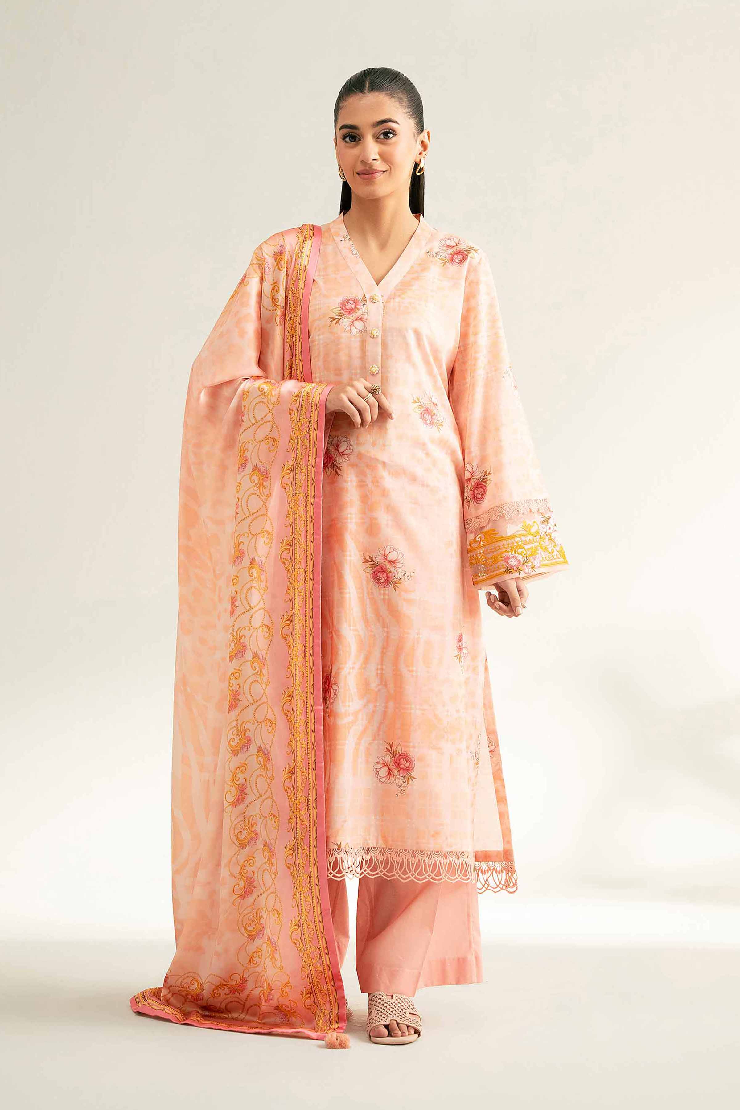 3 Piece - Digital Printed Embroidered Suit - 42501842