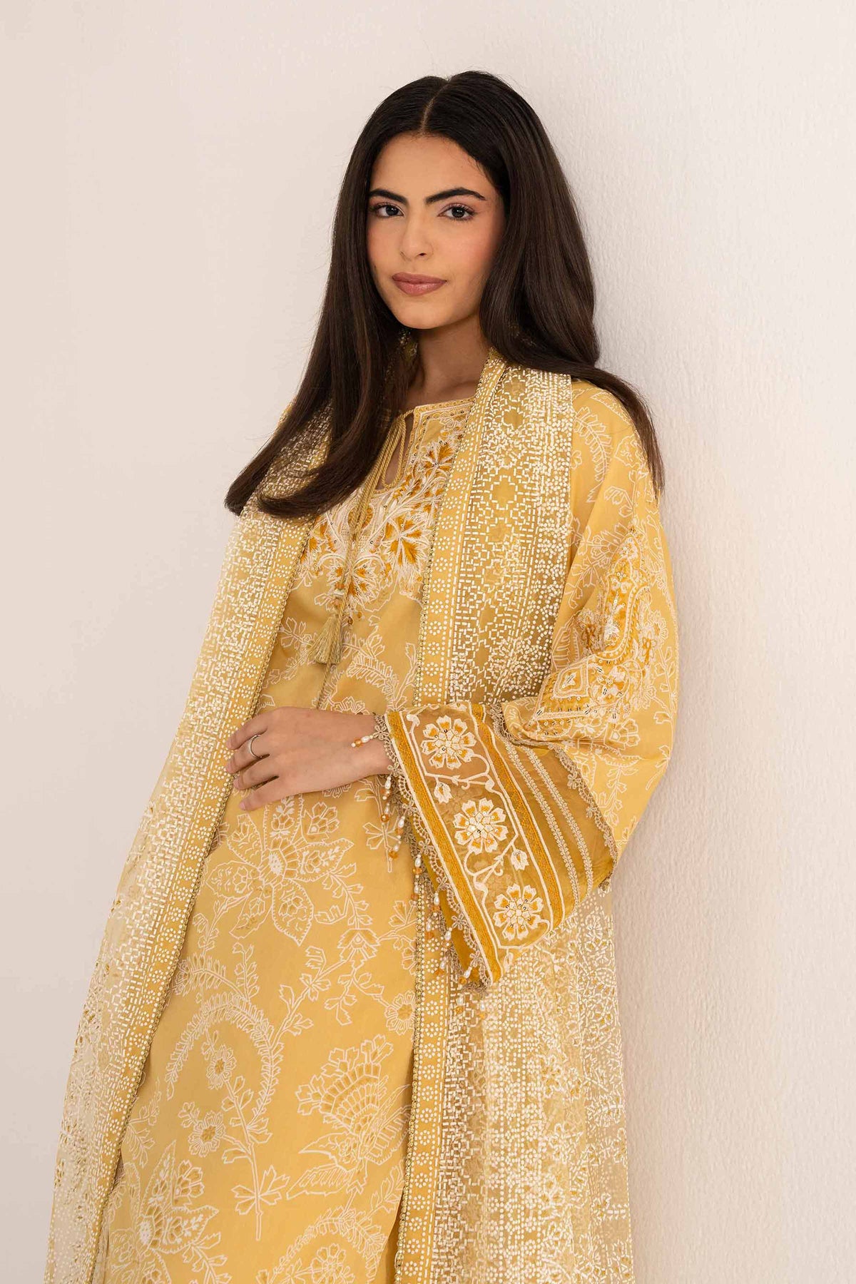 3 Piece - Paste Printed Embroidered Suit - 42501850