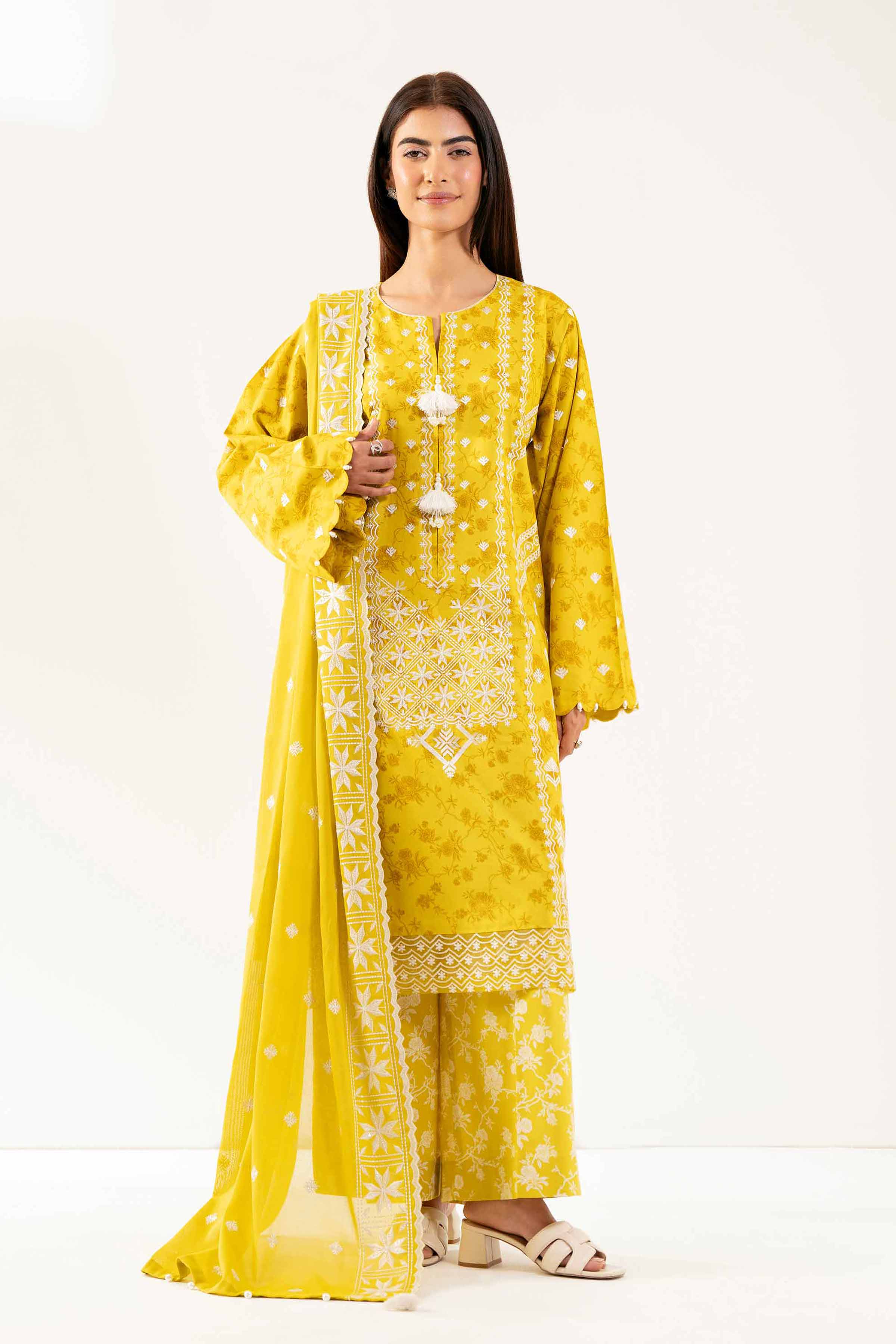 3 Piece - Printed Embroidered Suit - 42501871