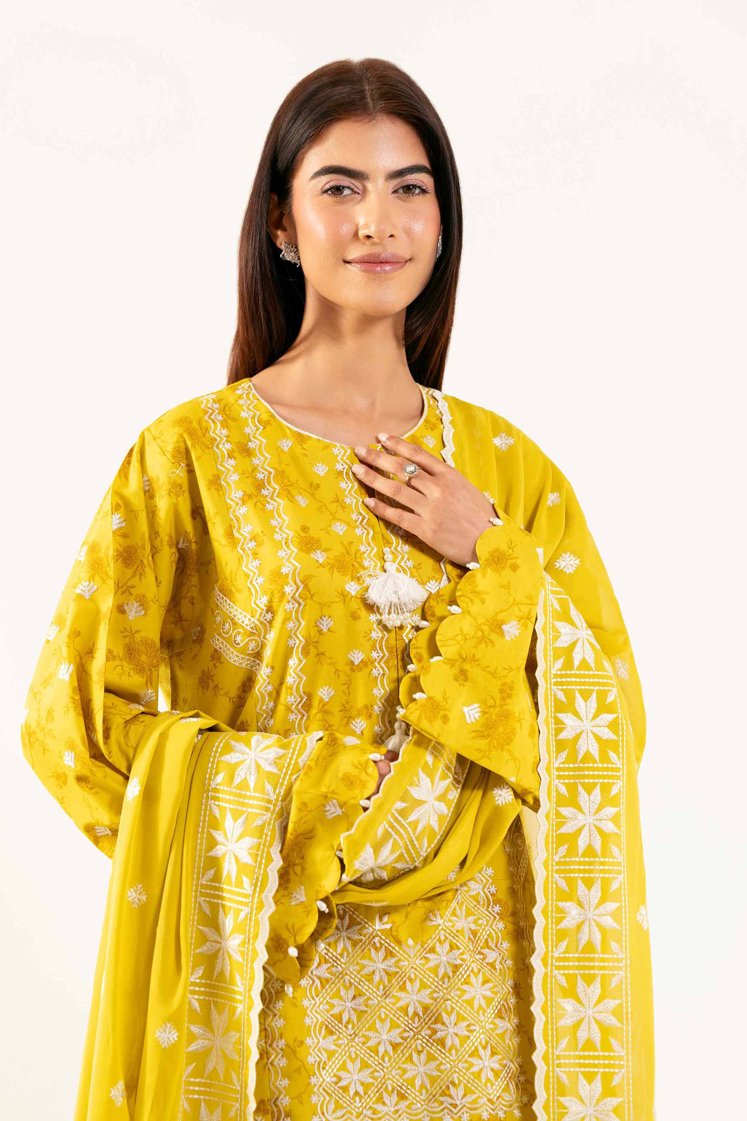 3 Piece - Printed Embroidered Suit - 42501871