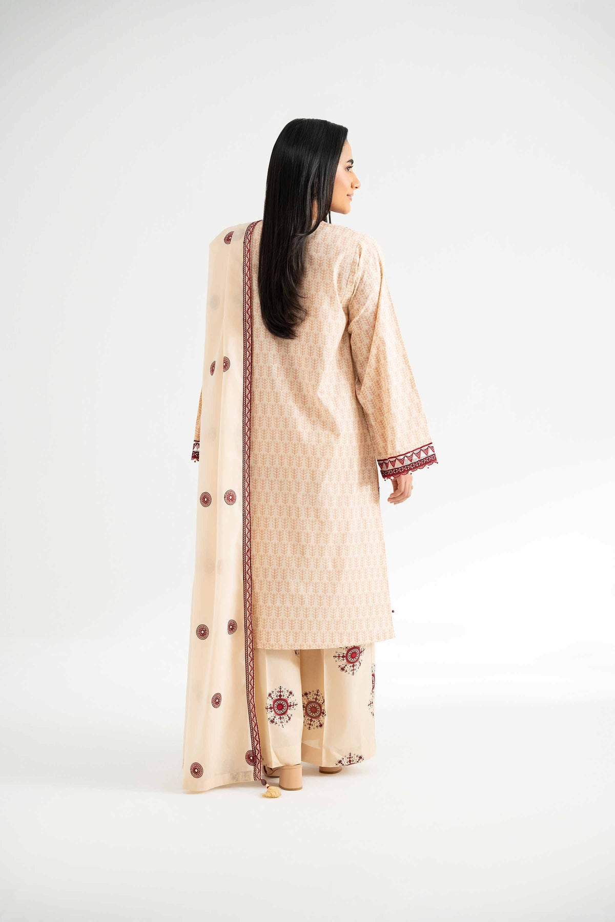 3 Piece - Printed Embroidered Suit - 42501874