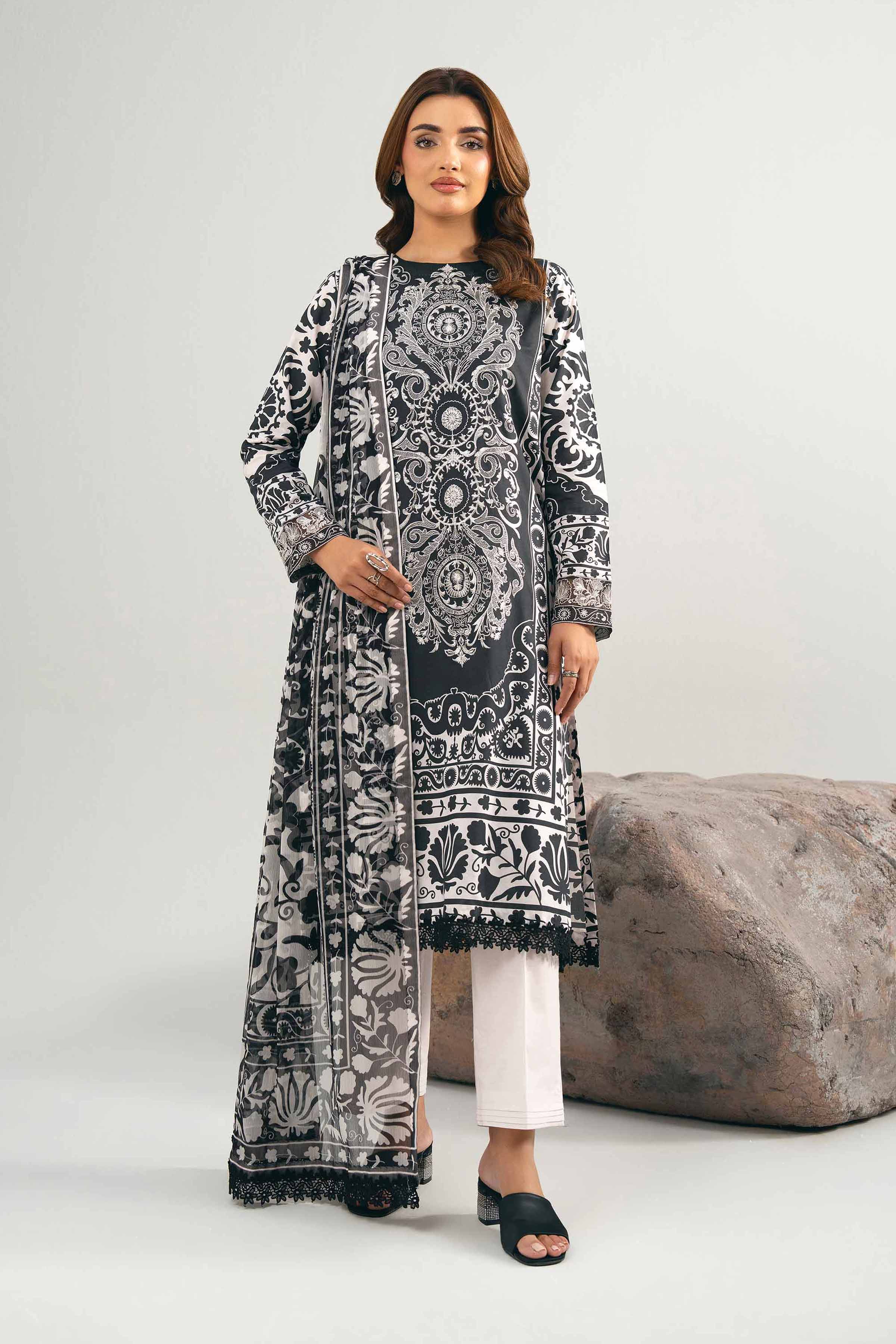 3 Piece - Digital Printed Embroidered Suit - 42502036
