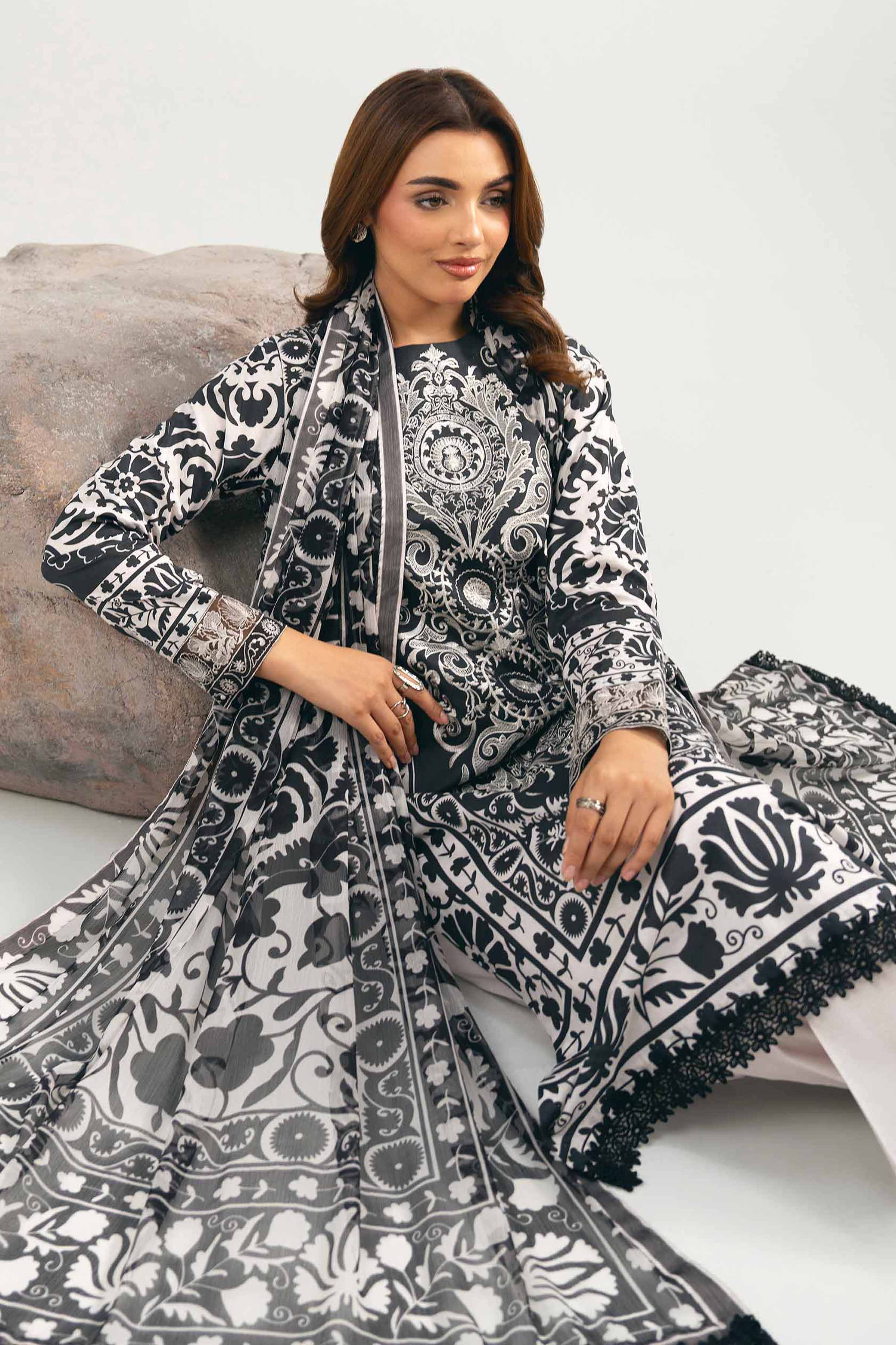 3 Piece - Digital Printed Embroidered Suit - 42502036