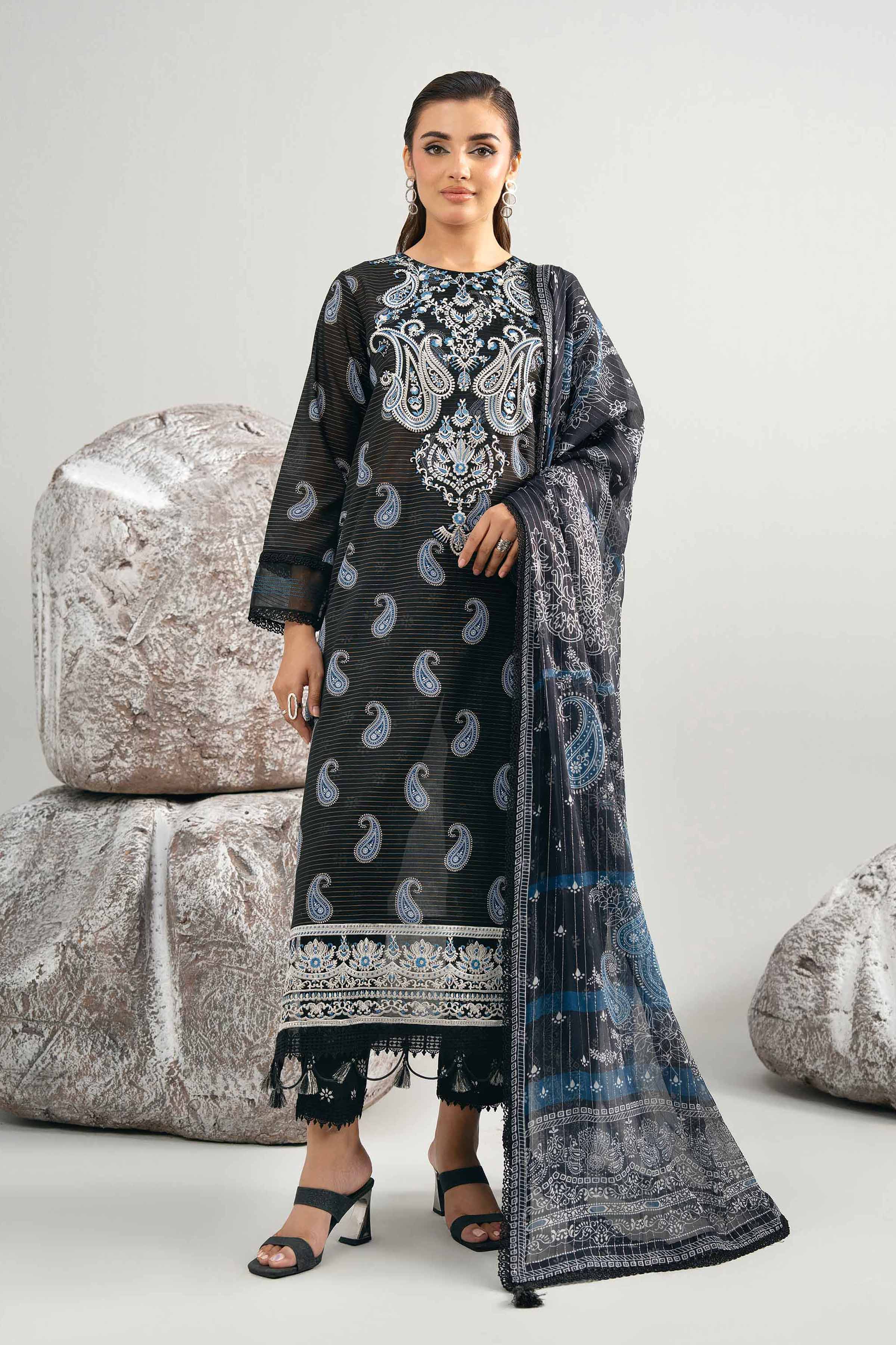 3 Piece - Digital Printed Embroidered Suit - 42502044