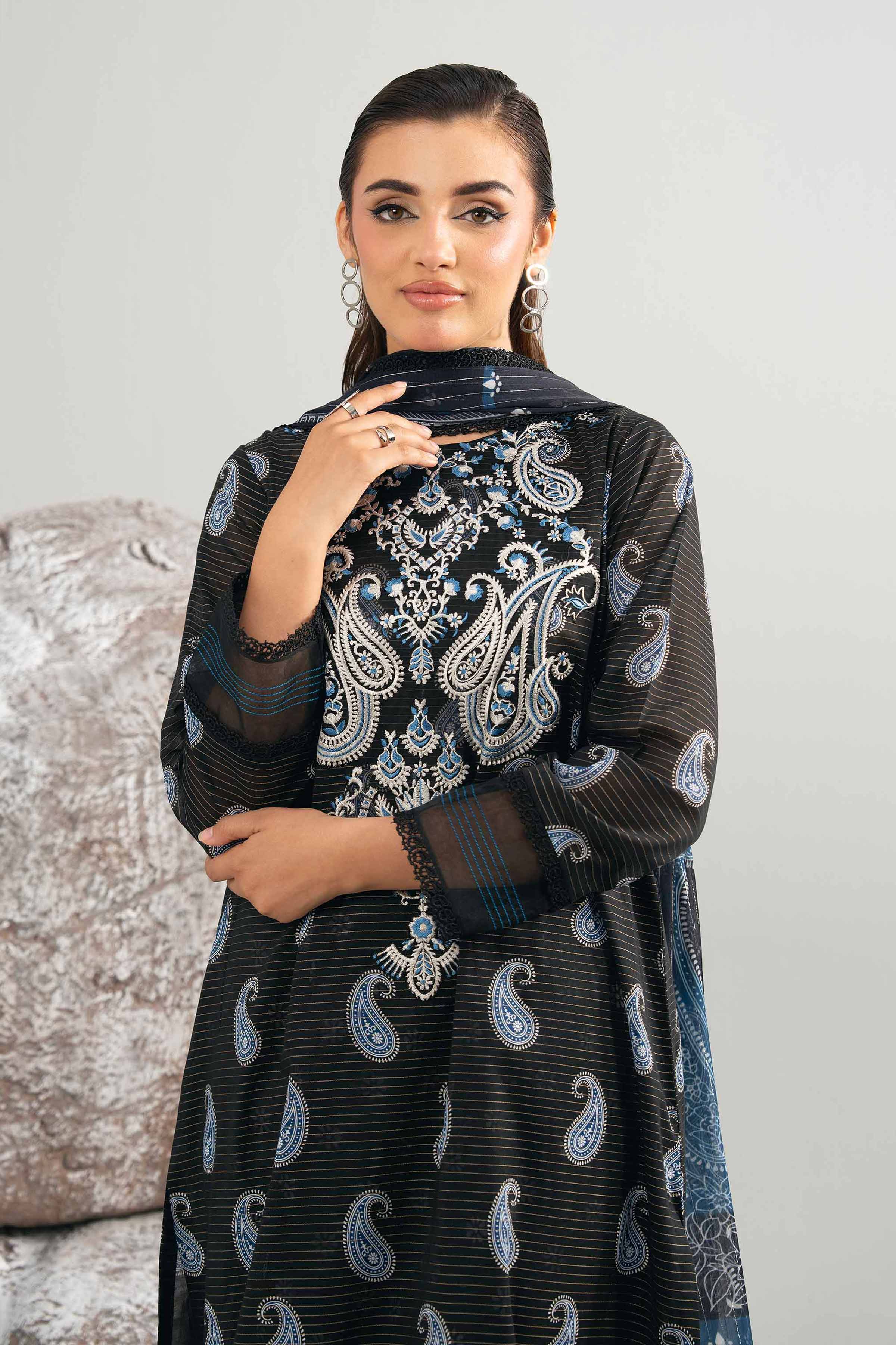 3 Piece - Digital Printed Embroidered Suit - 42502044