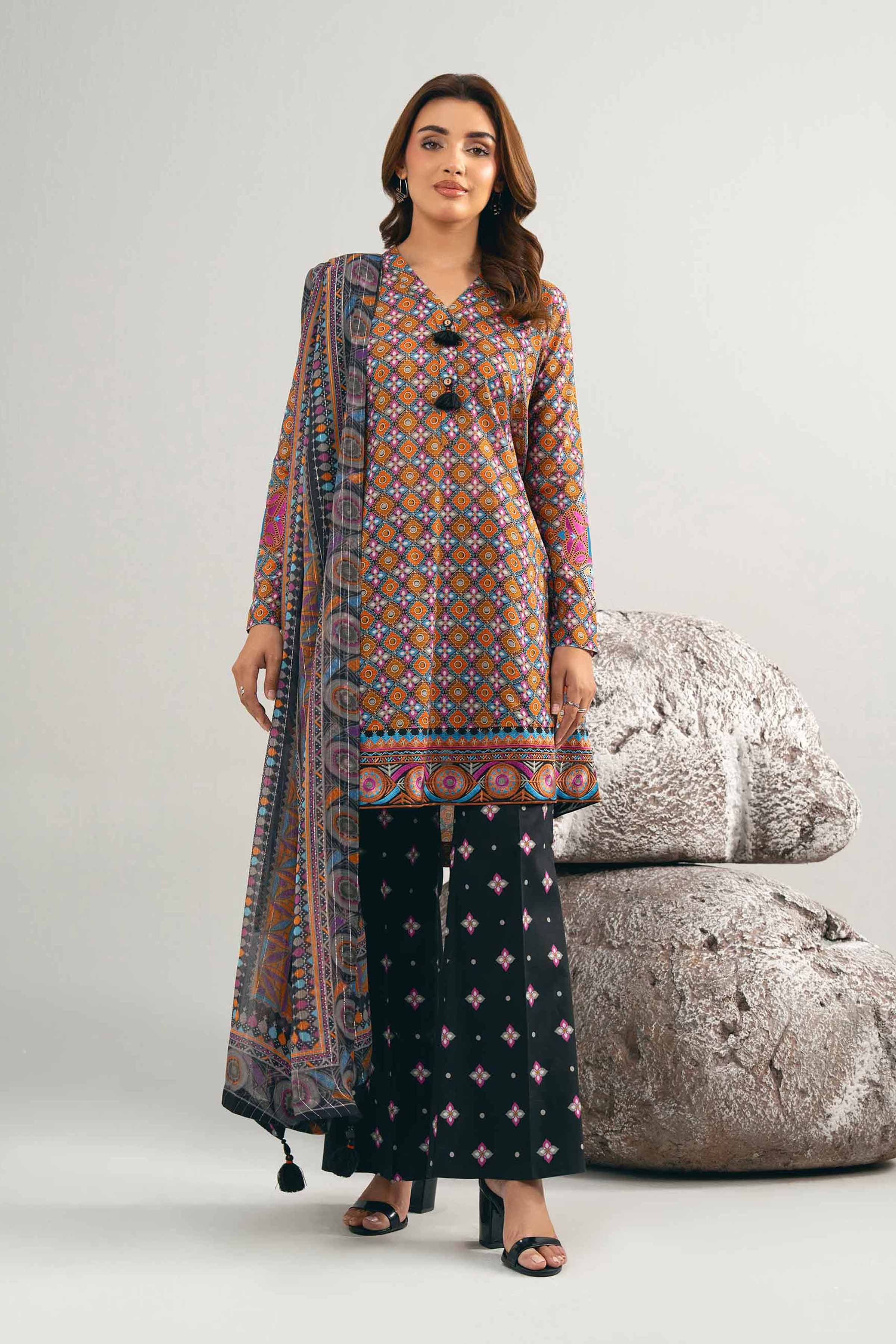 3 Piece - Digital Printed Embroidered Suit - 42502048