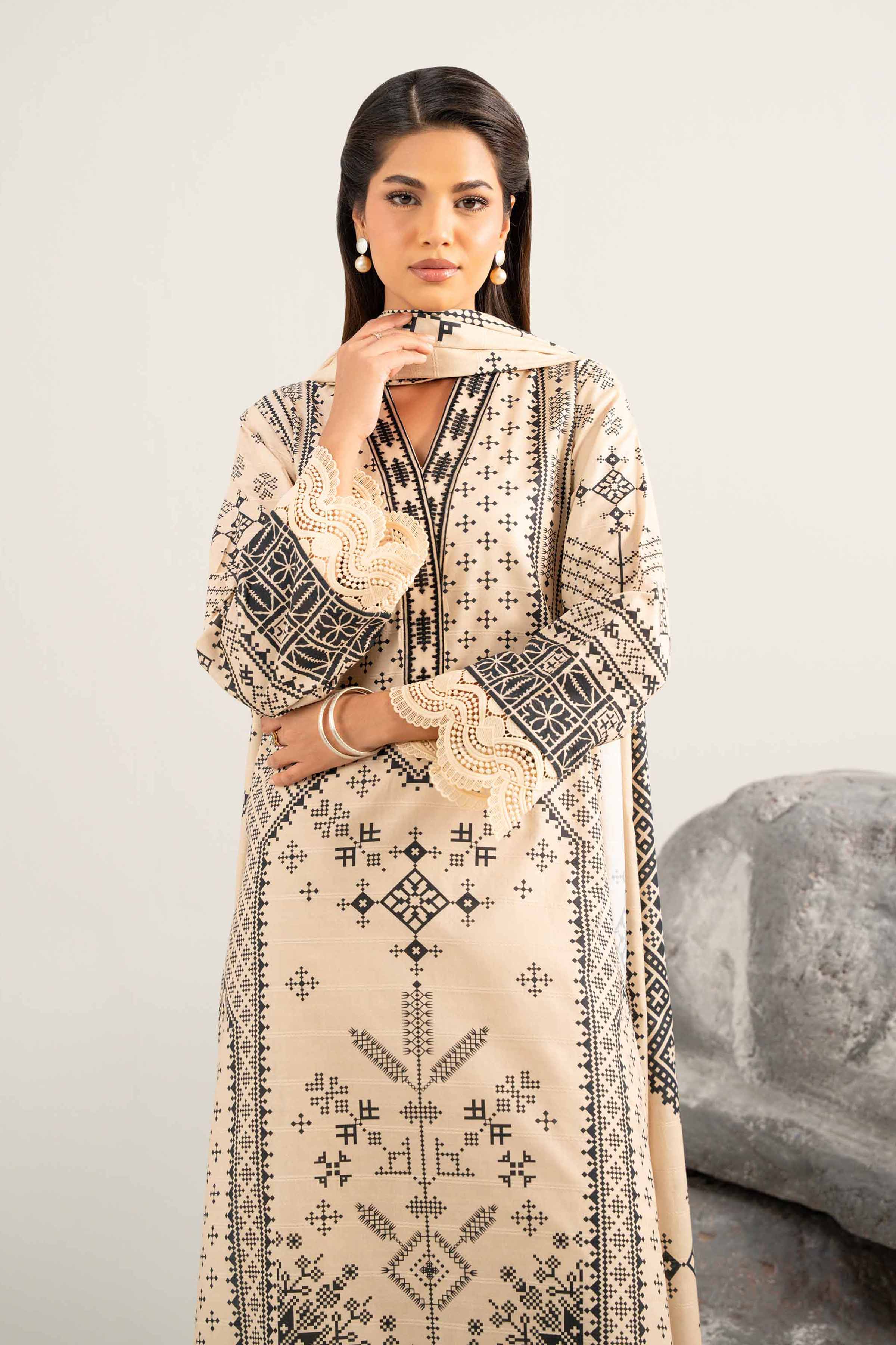 3 Piece - Digital Printed Embroidered Suit - 42502049