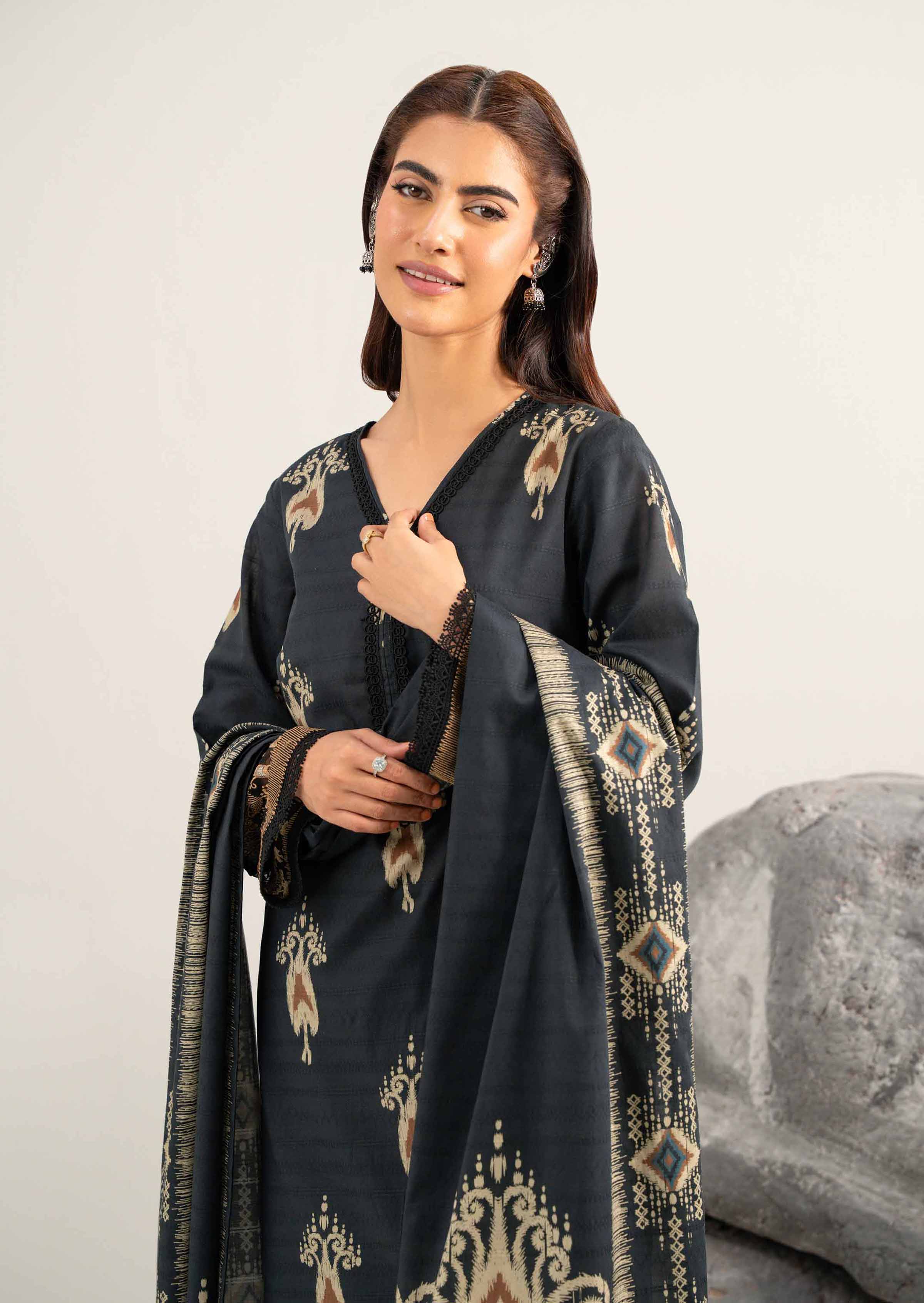 3 Piece - Digital Printed Embroidered Suit - 42502053