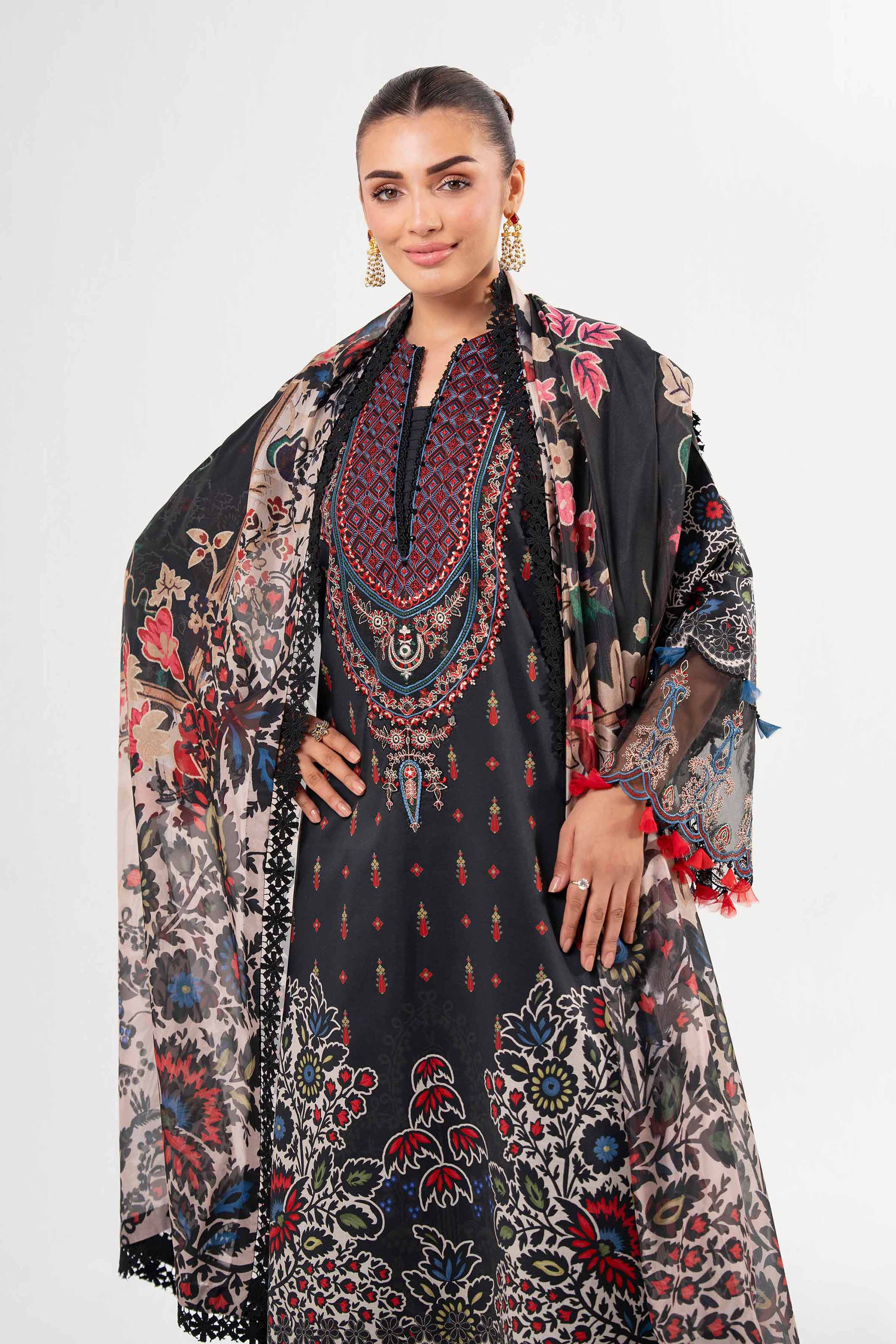3 Piece - Digital Printed Embroidered Suit - 42502135