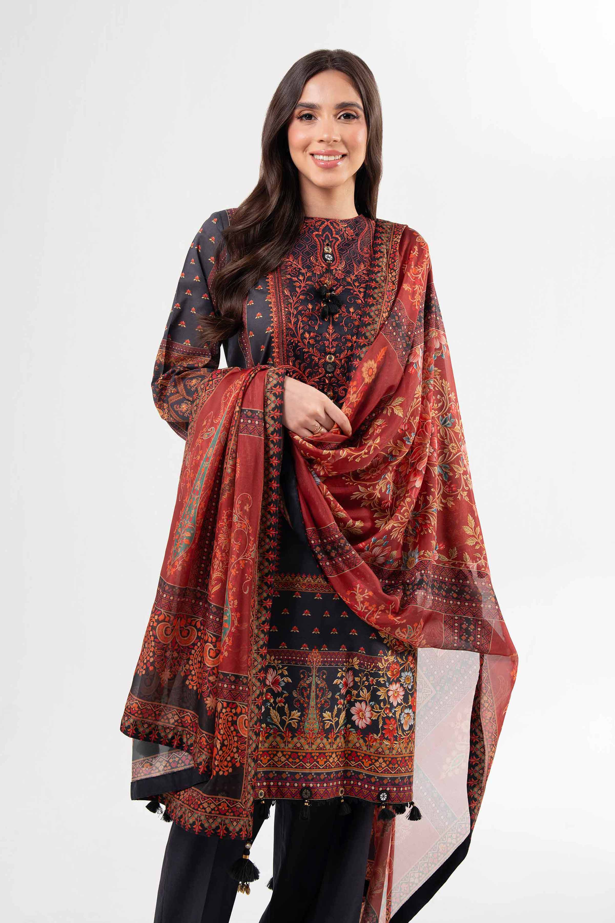 3 Piece - Digital Printed Embroidered Suit - 42502138