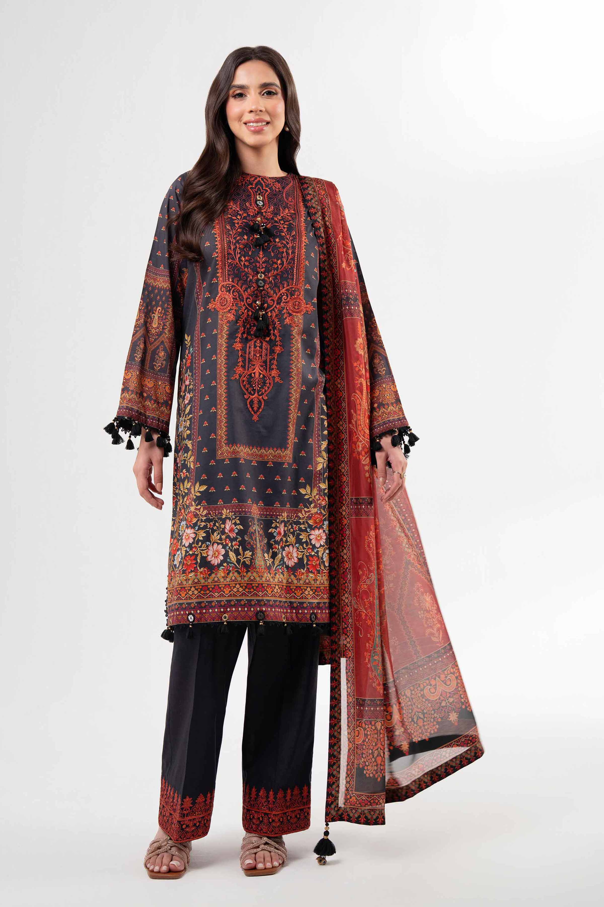 3 Piece - Digital Printed Embroidered Suit - 42502138