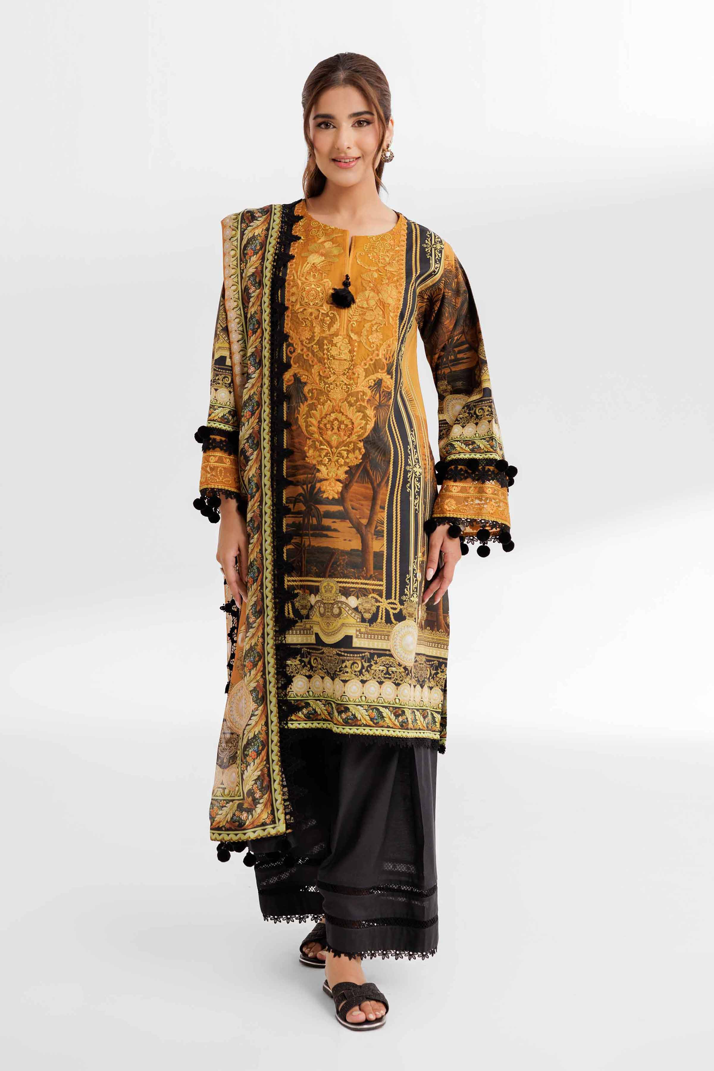 3 Piece - Digital Printed Embroidered Suit - 42502143