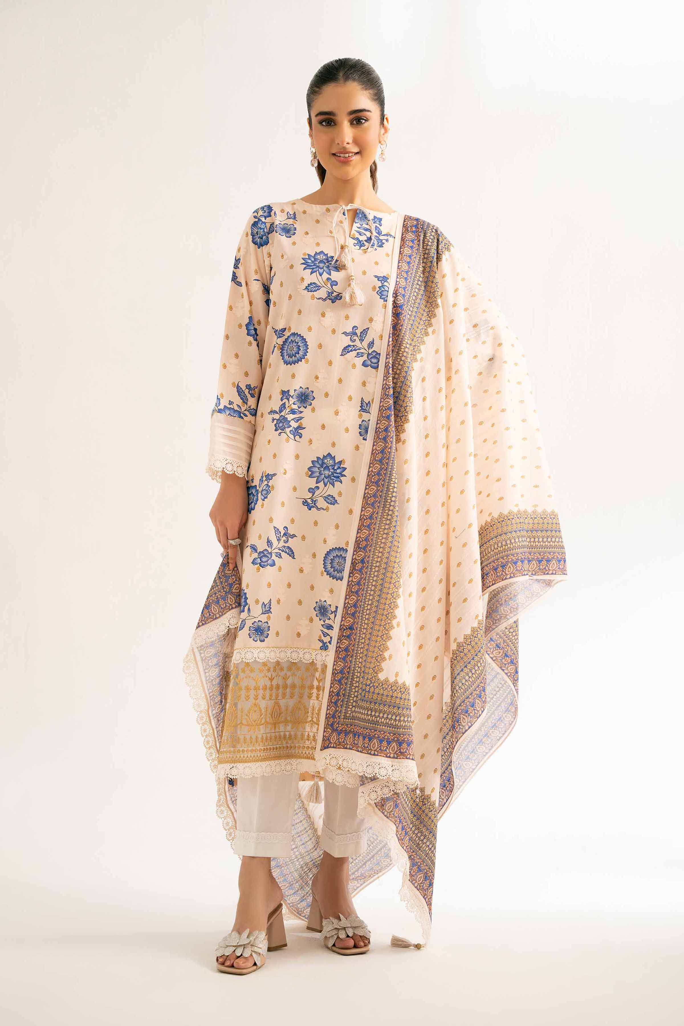 3 Piece - Digital Printed Embroidered Suit - 42502204