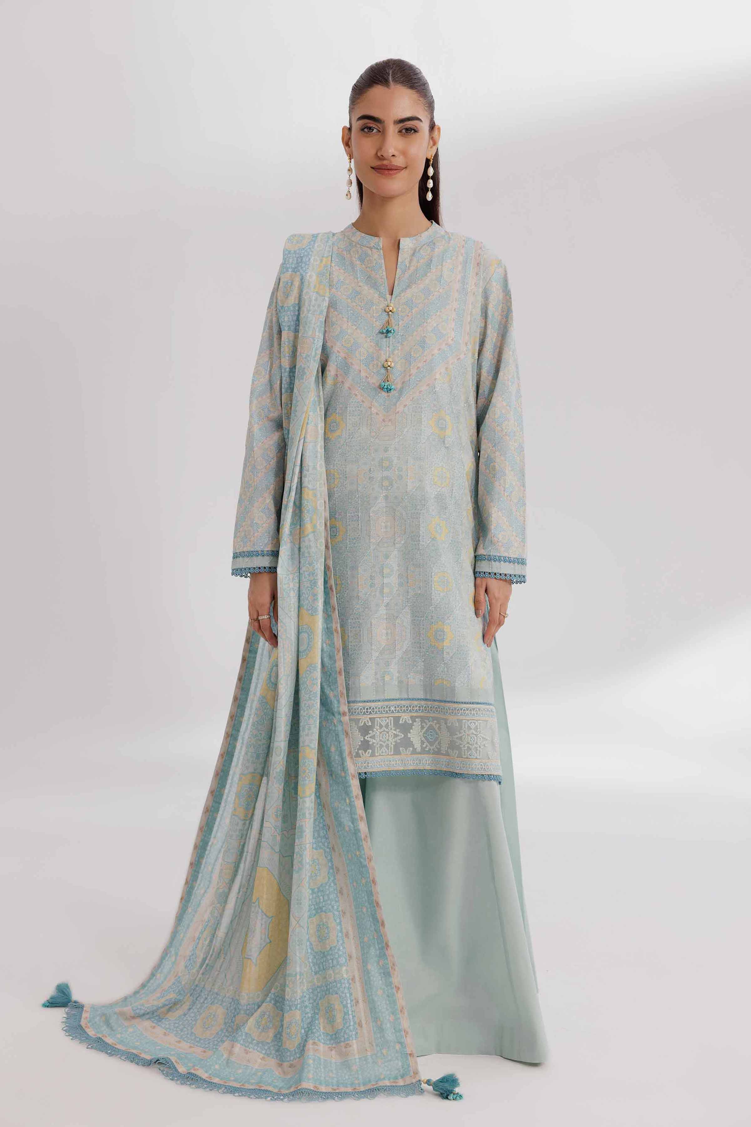 3 Piece - Digital Printed Embroidered Suit - 42502206