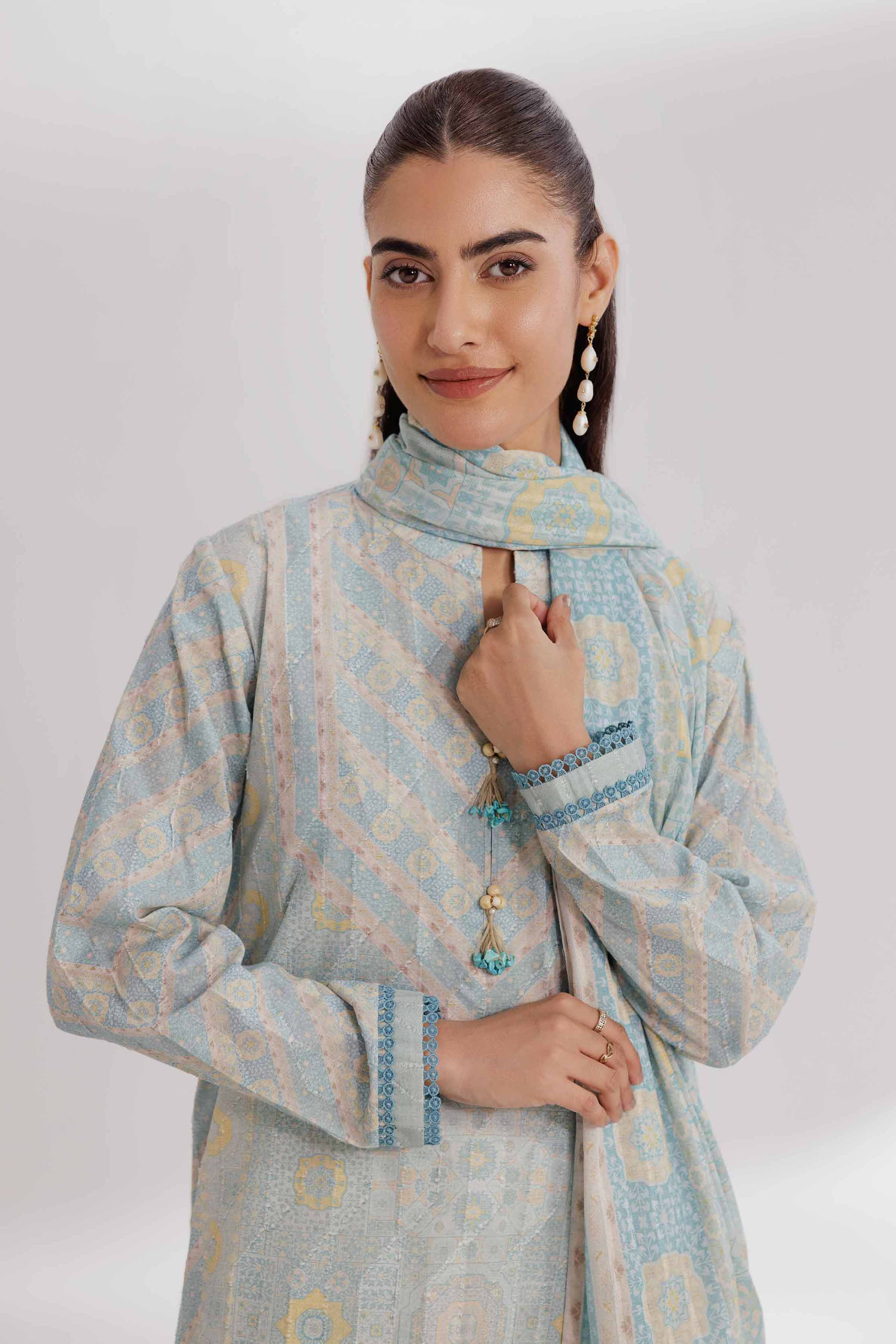3 Piece - Digital Printed Embroidered Suit - 42502206