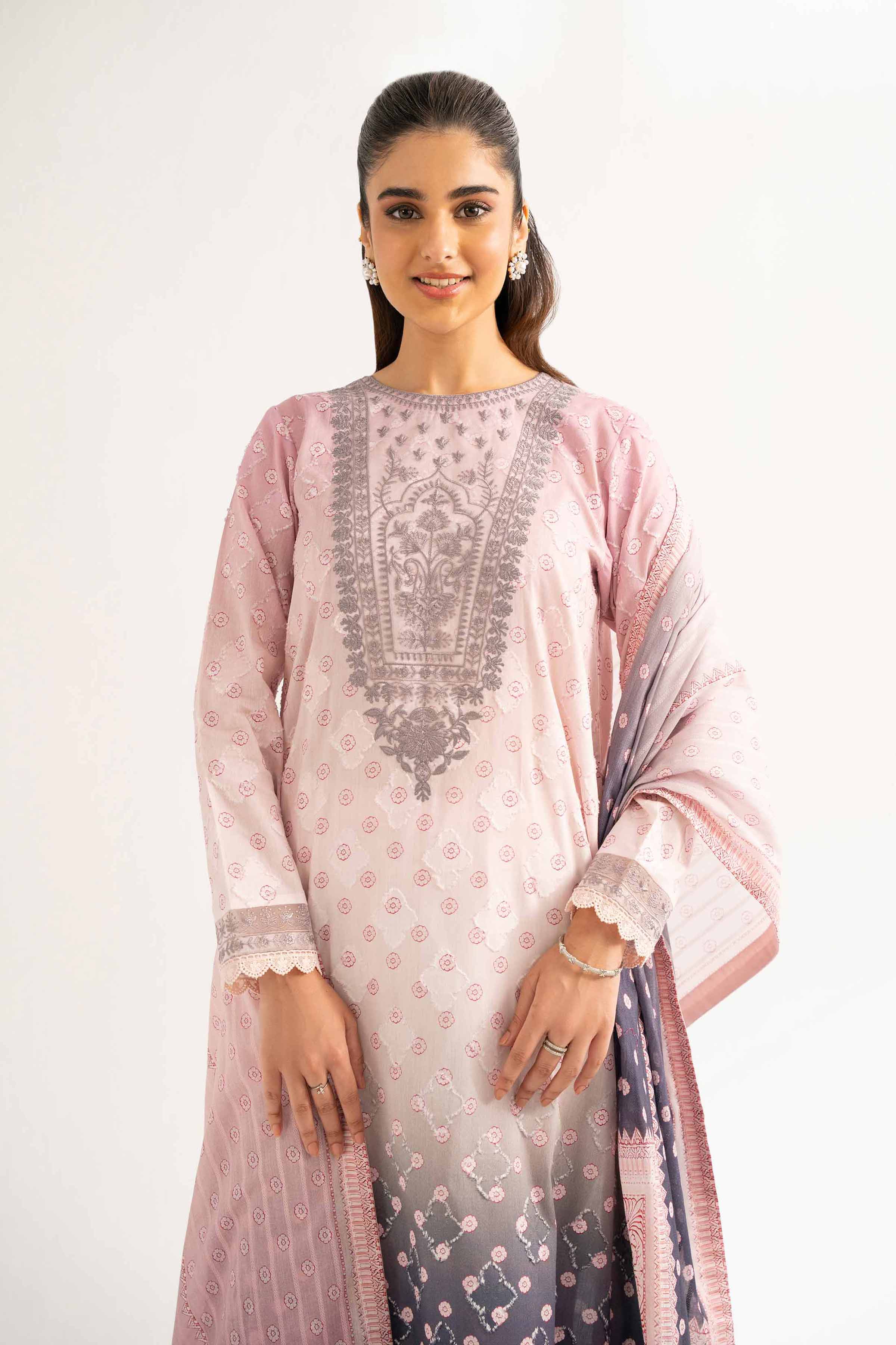 3 Piece - Digital Printed Embroidered Suit - 42502207