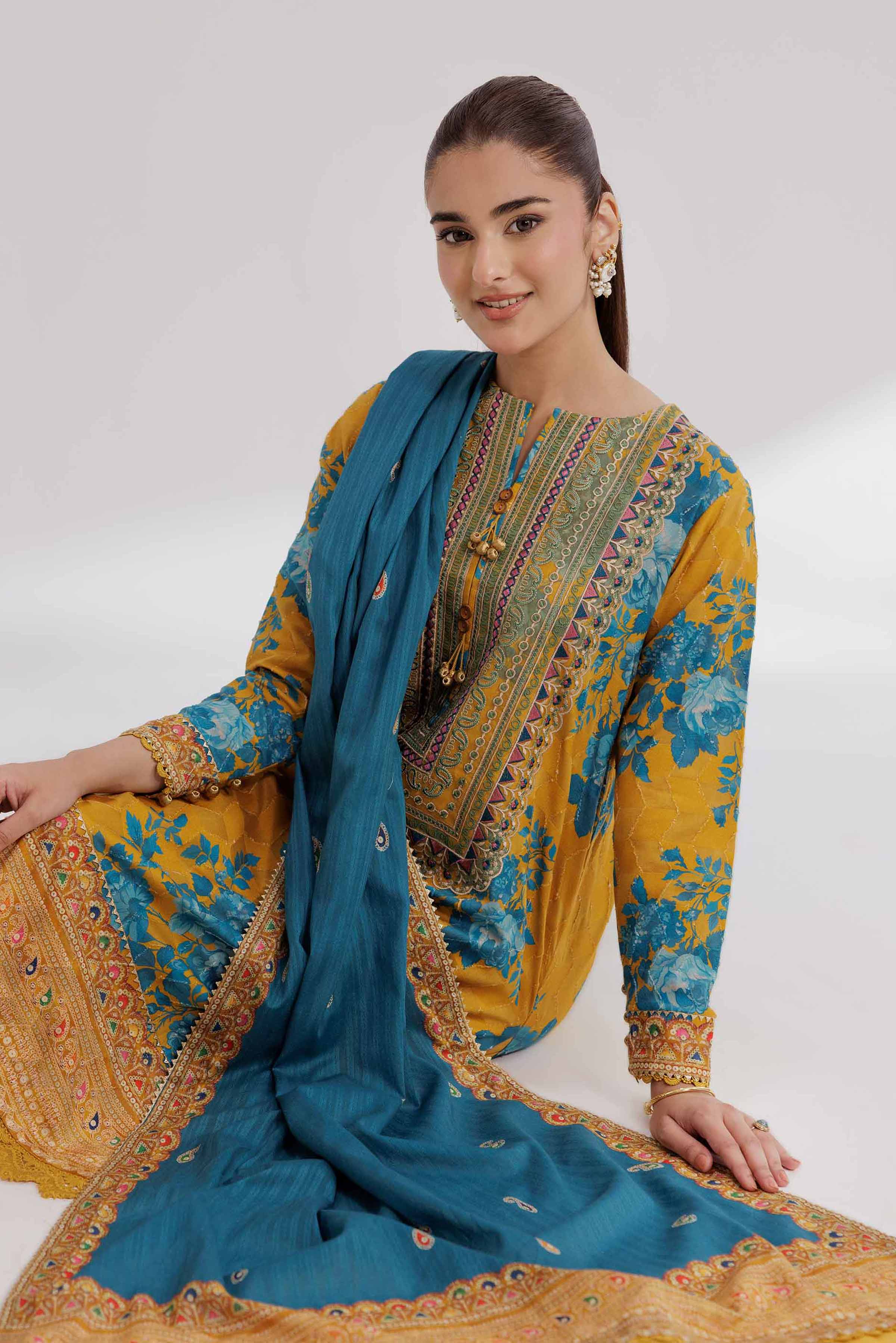 3 Piece - Digital Printed Embroidered Suit - 42502213