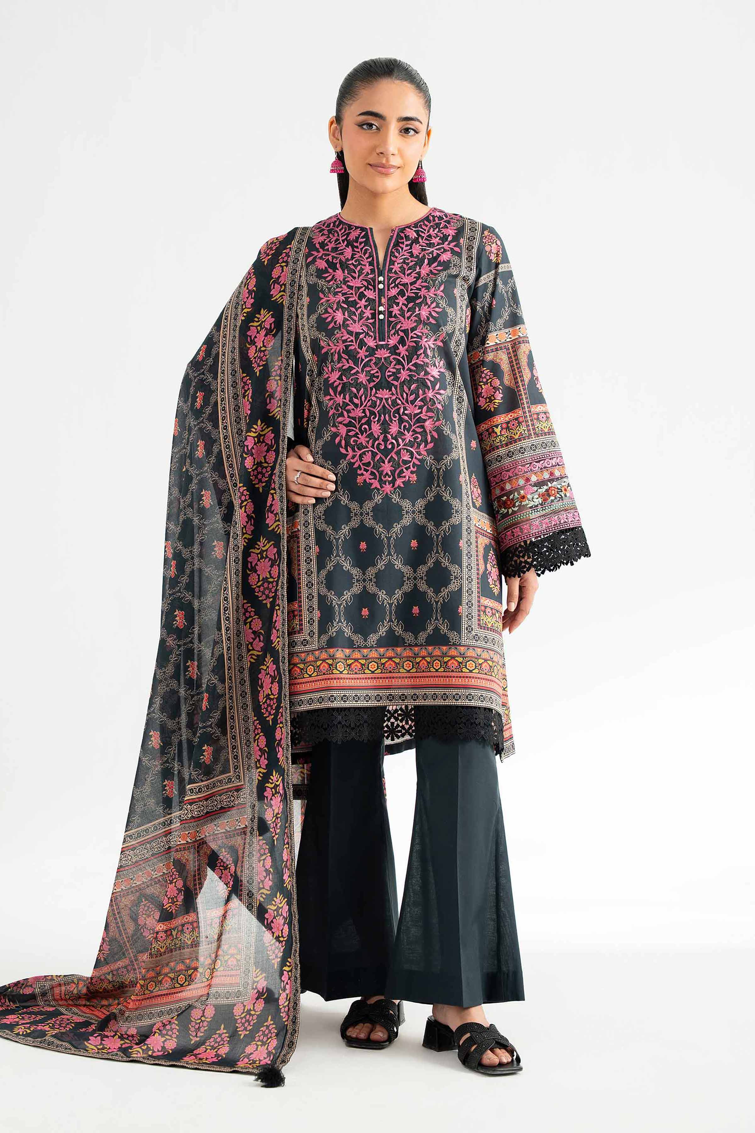 3 Piece - Digital Printed Embroidered Suit - 42502225