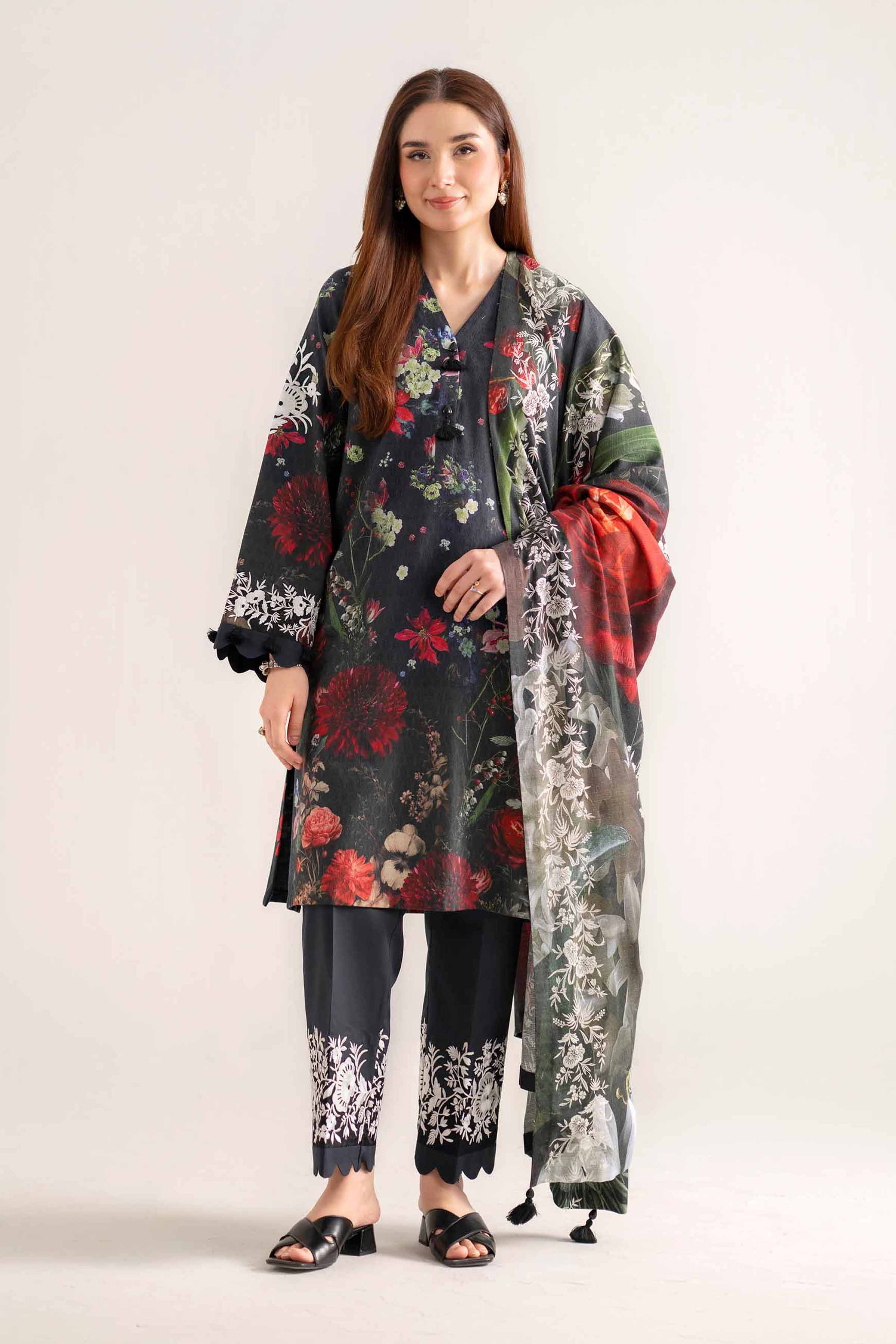 3 Piece - Digital Printed Embroidered Suit - 42502634