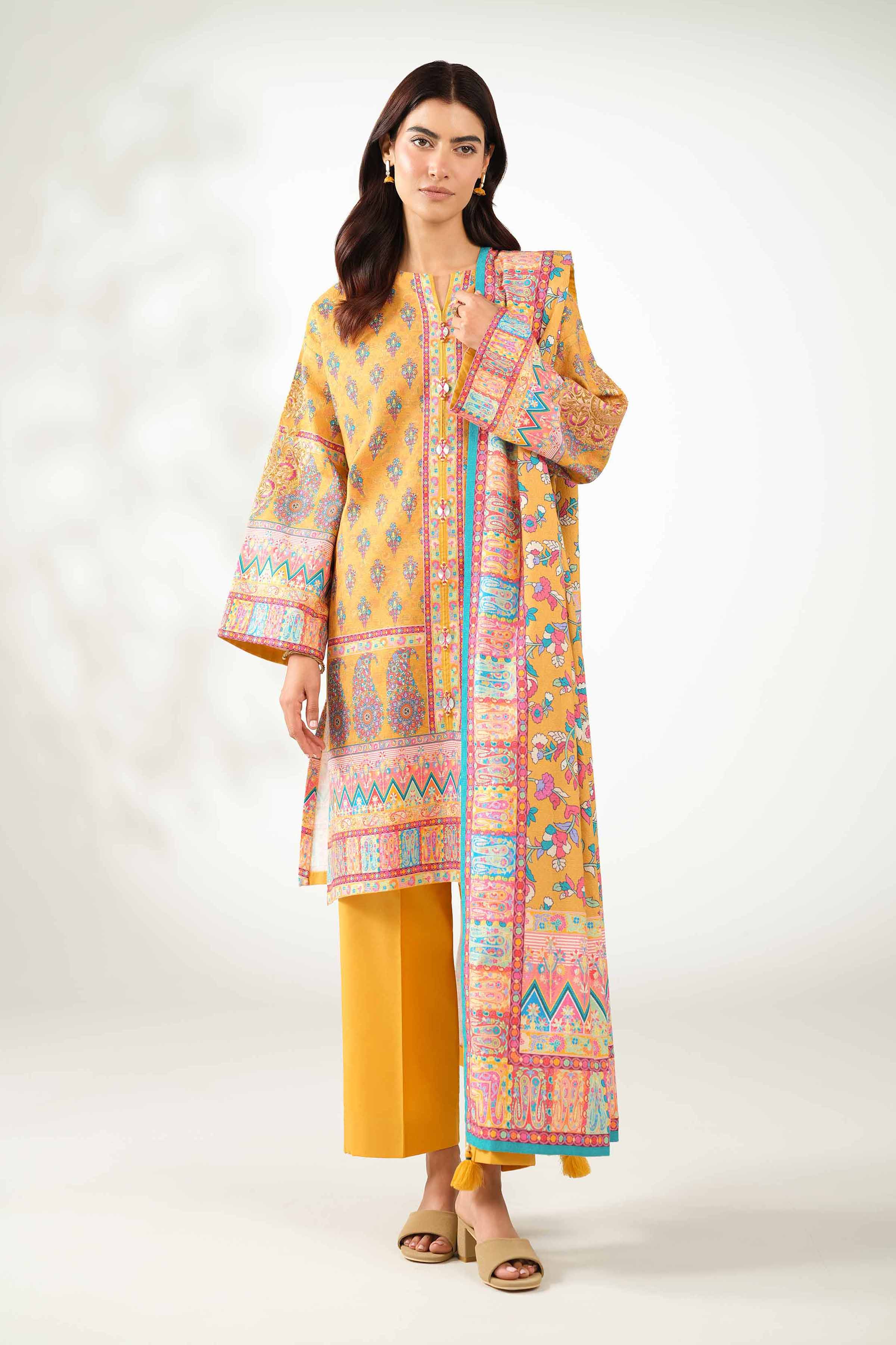 3 Piece - Digital Printed Embroidered Suit - 42502635