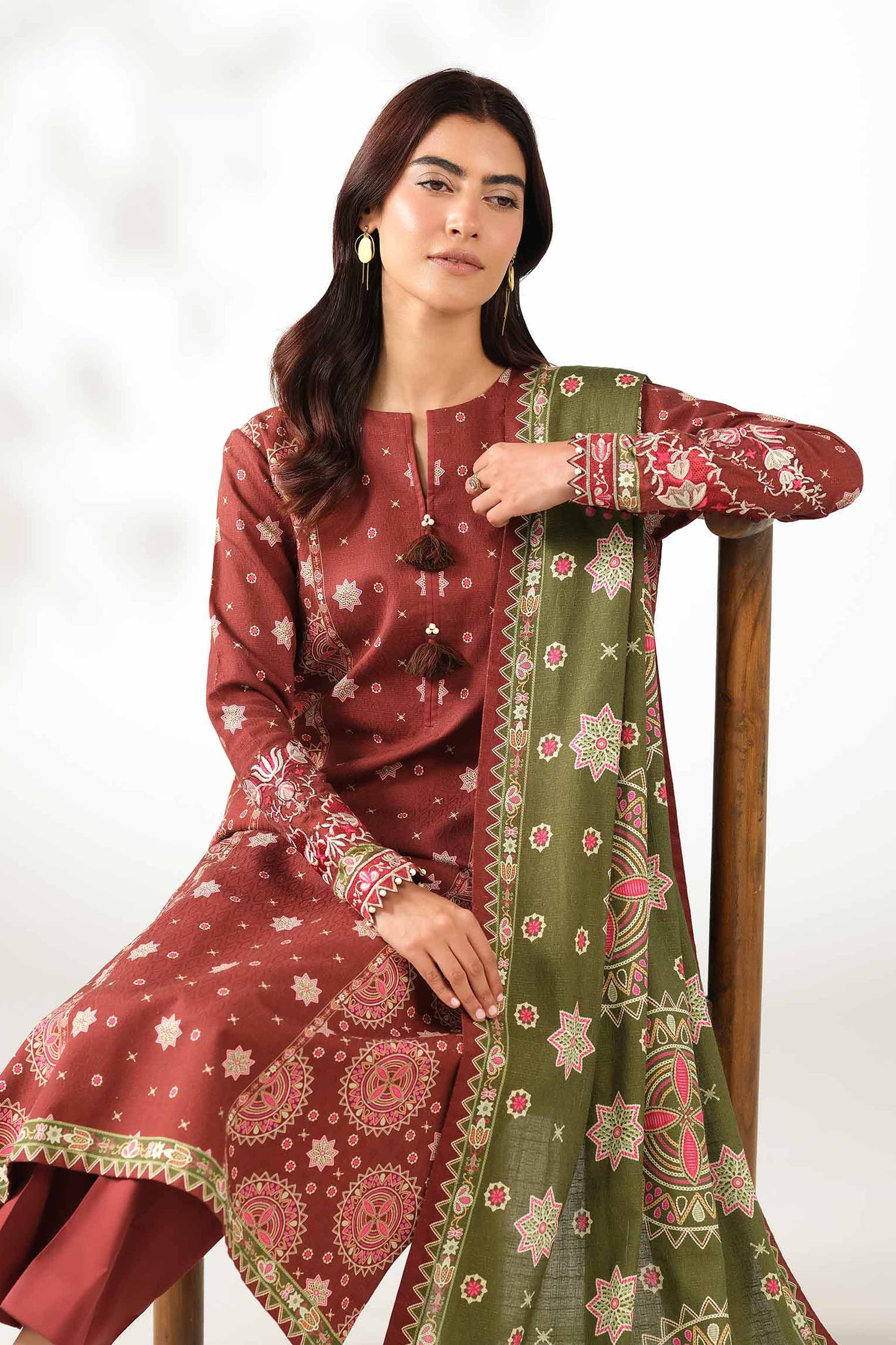 3 Piece - Digital Printed Embroidered Suit - 42502640