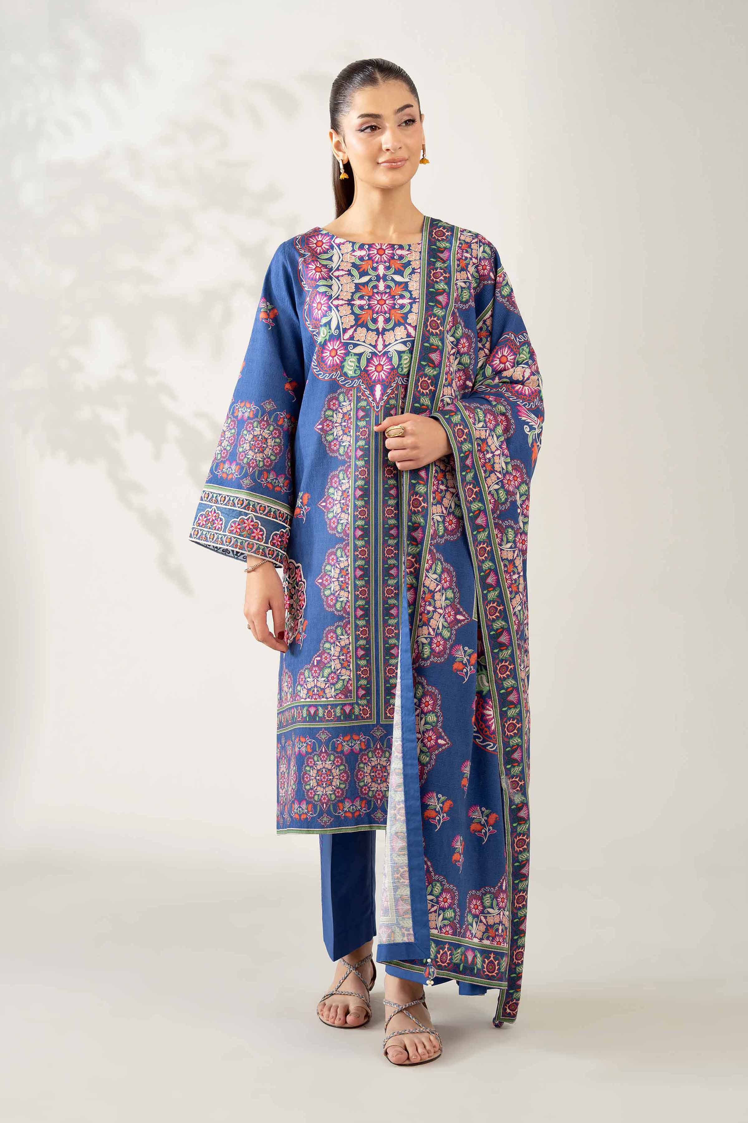 3 Piece - Digital Printed Embroidered Suit - 42502641