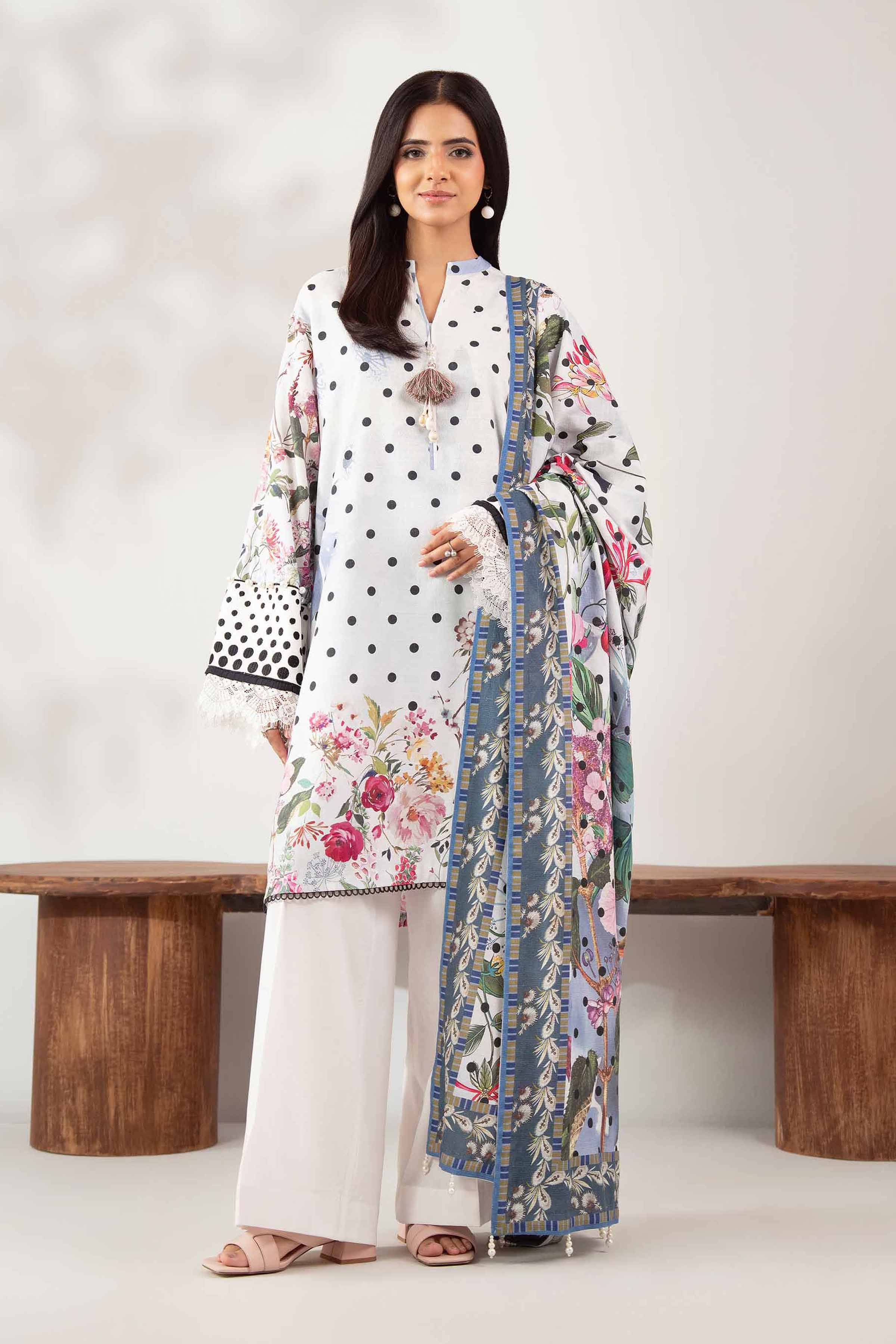 3 Piece - Digital Printed Embroidered Suit - 42502652