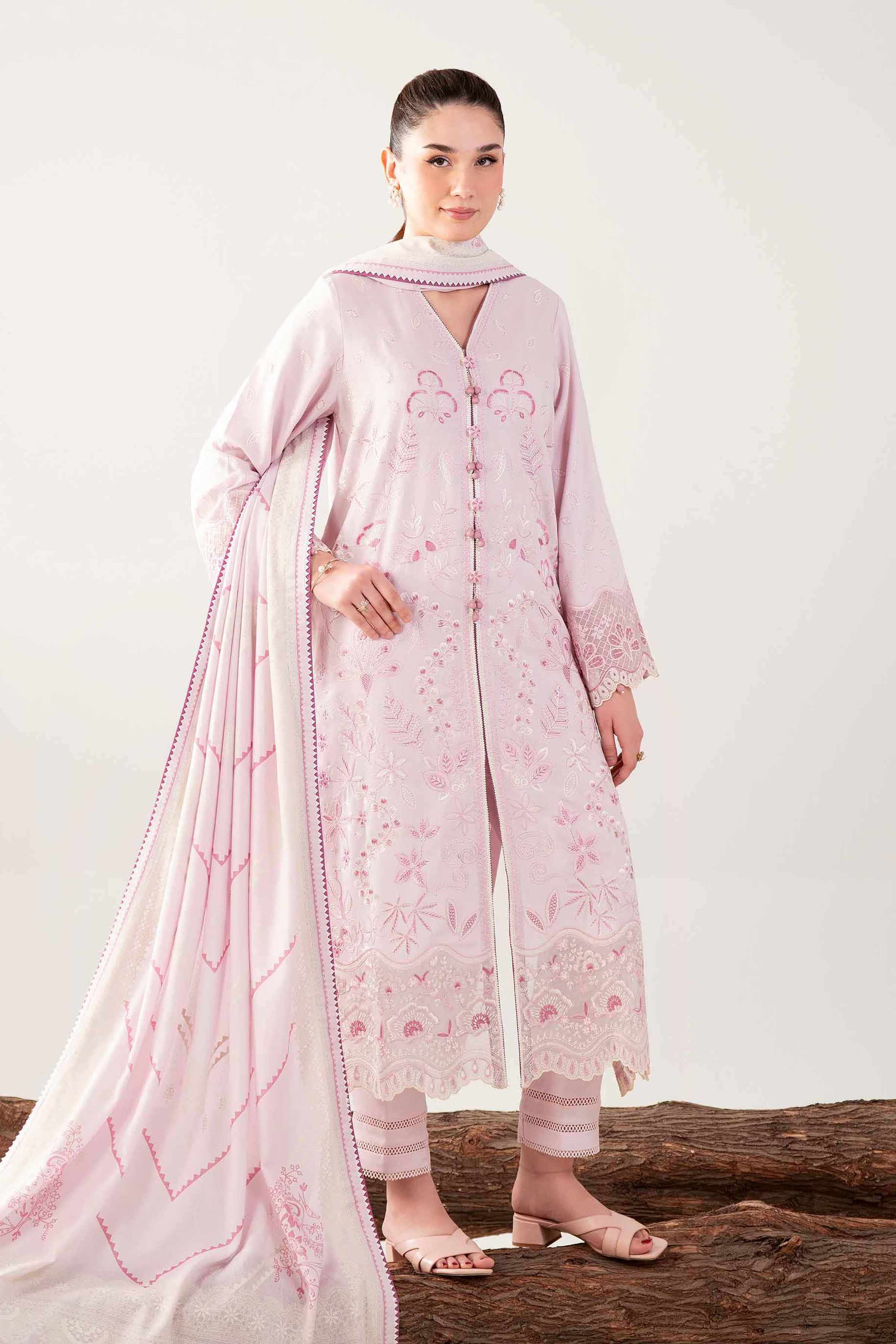 3 Piece - Printed Embroidered Suit - 42502745