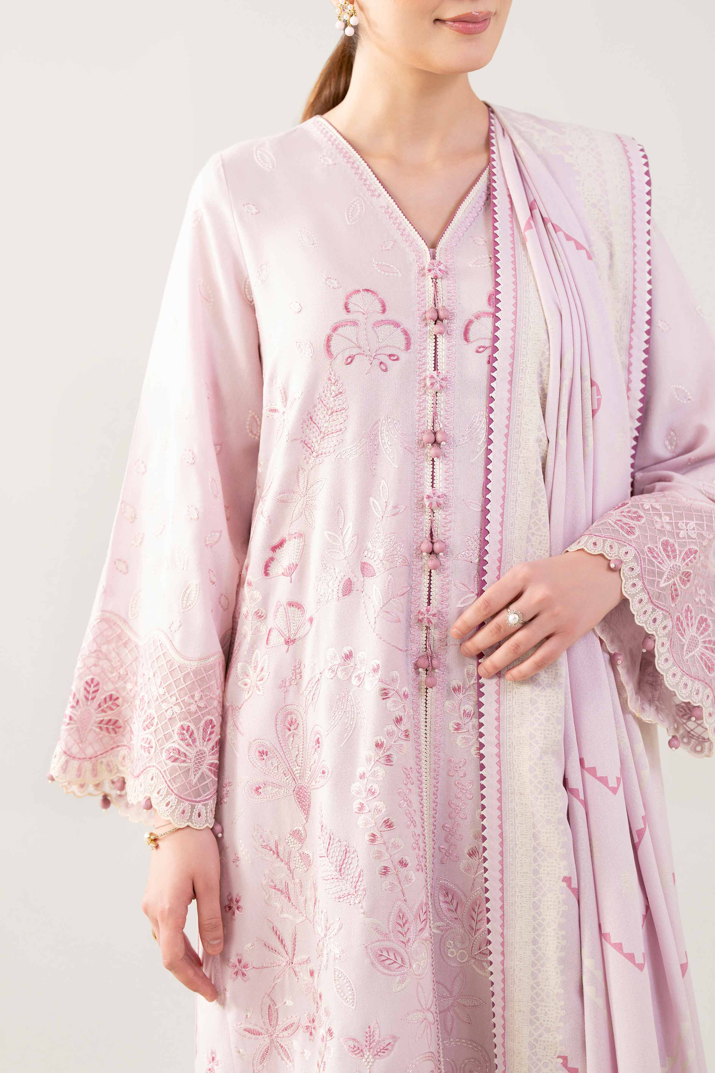 3 Piece - Printed Embroidered Suit - 42502745