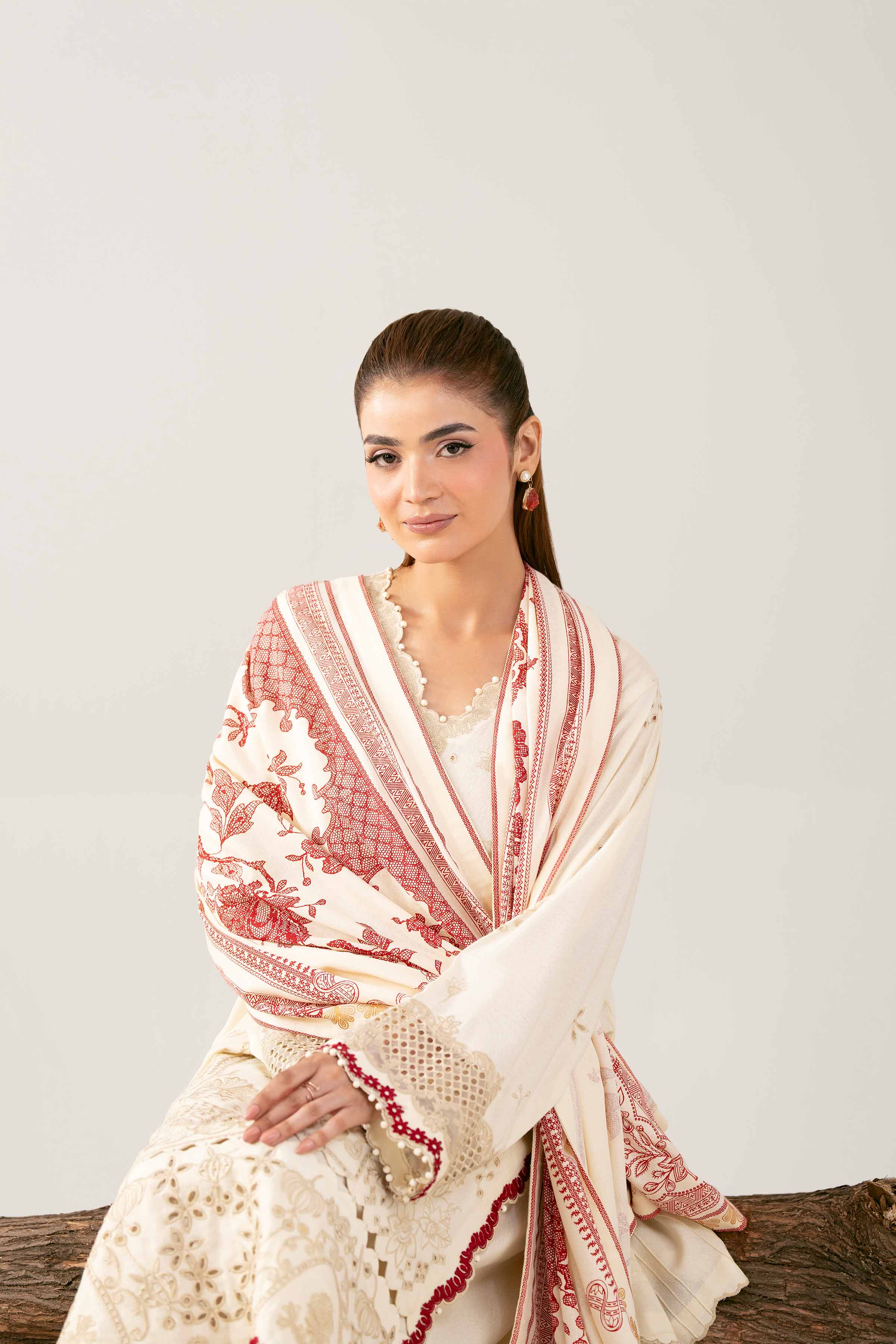 3 Piece - Printed Embroidered Suit - 42502746