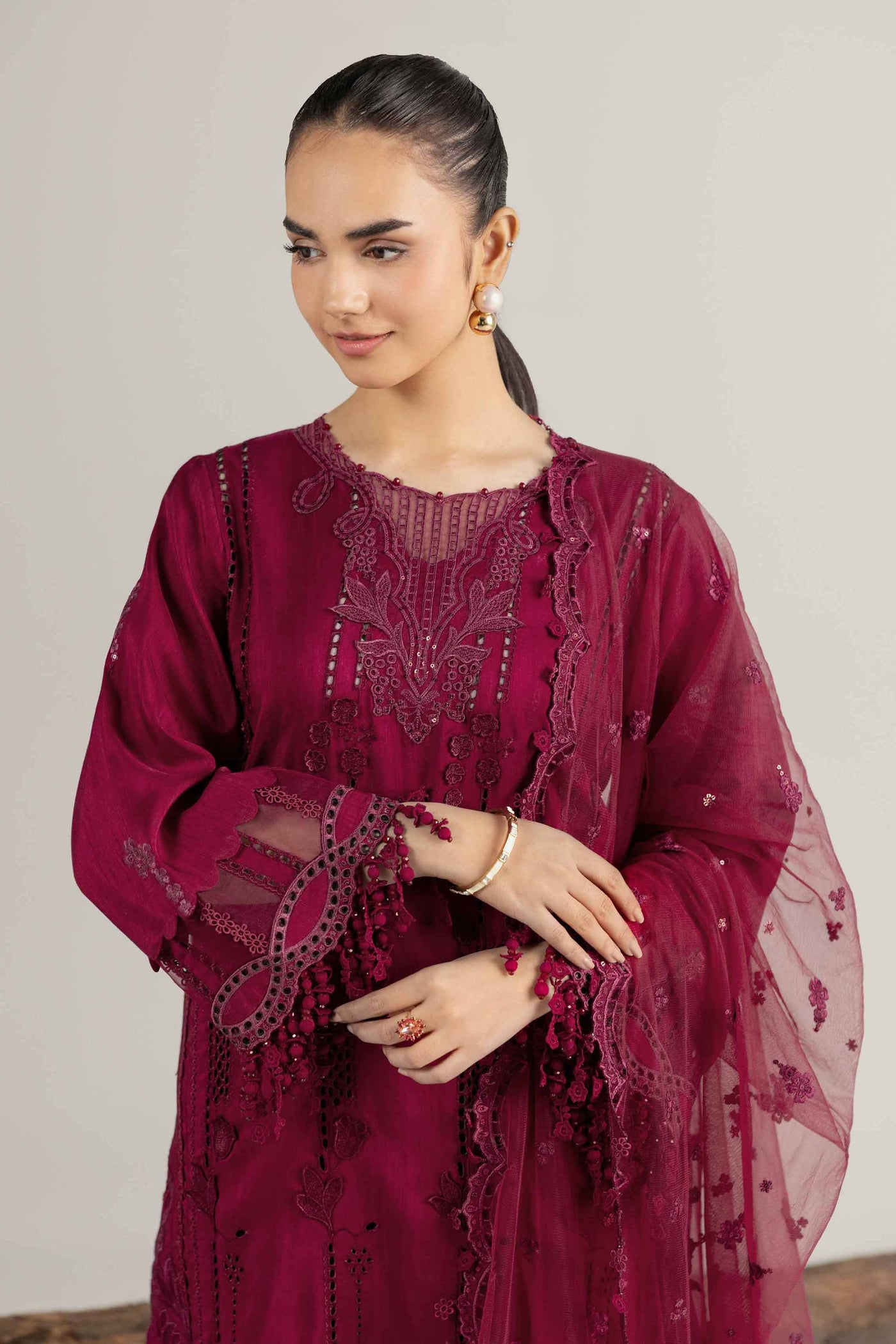 3 Piece Embroidered Organza Suit