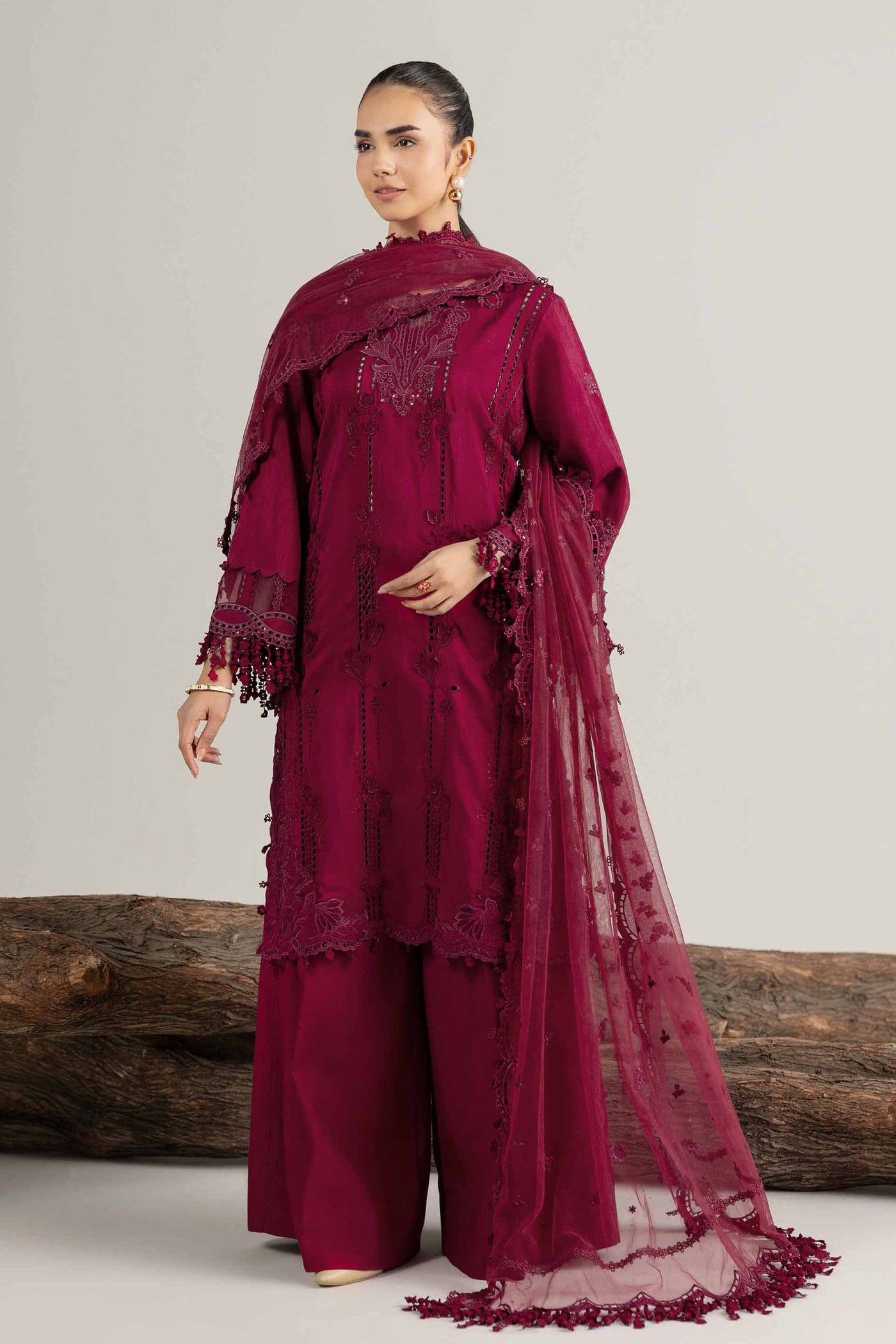 3 Piece Embroidered Organza Suit