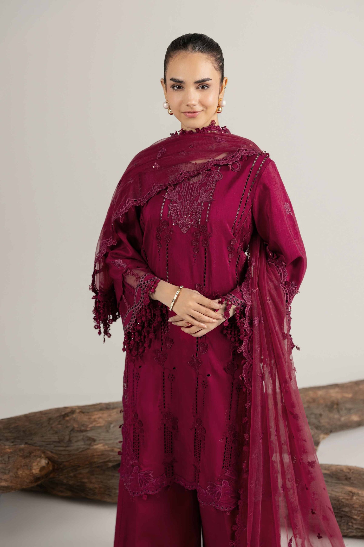 3 Piece Embroidered Organza Suit