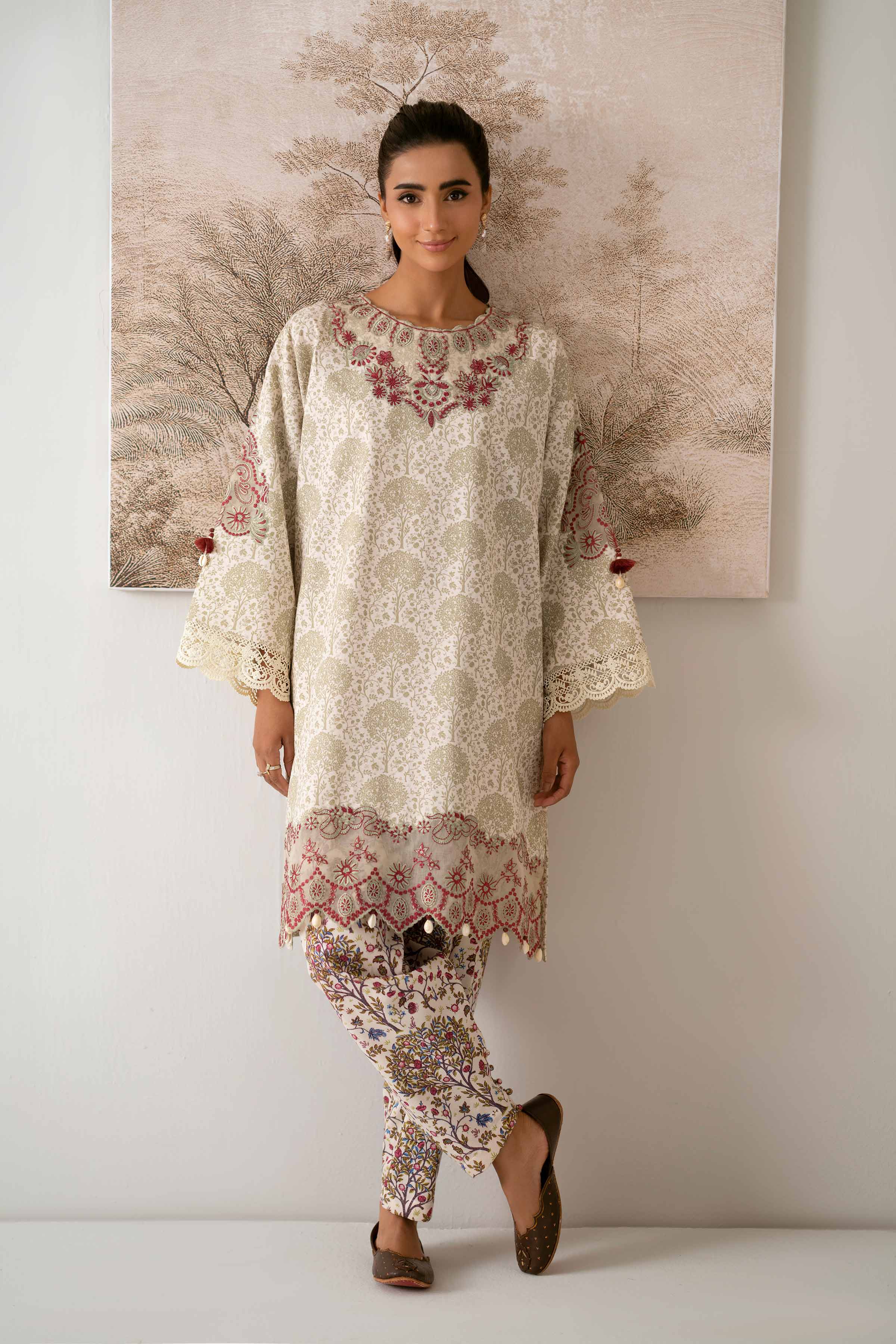 2 Piece - Printed Embroidered Suit - 42502810