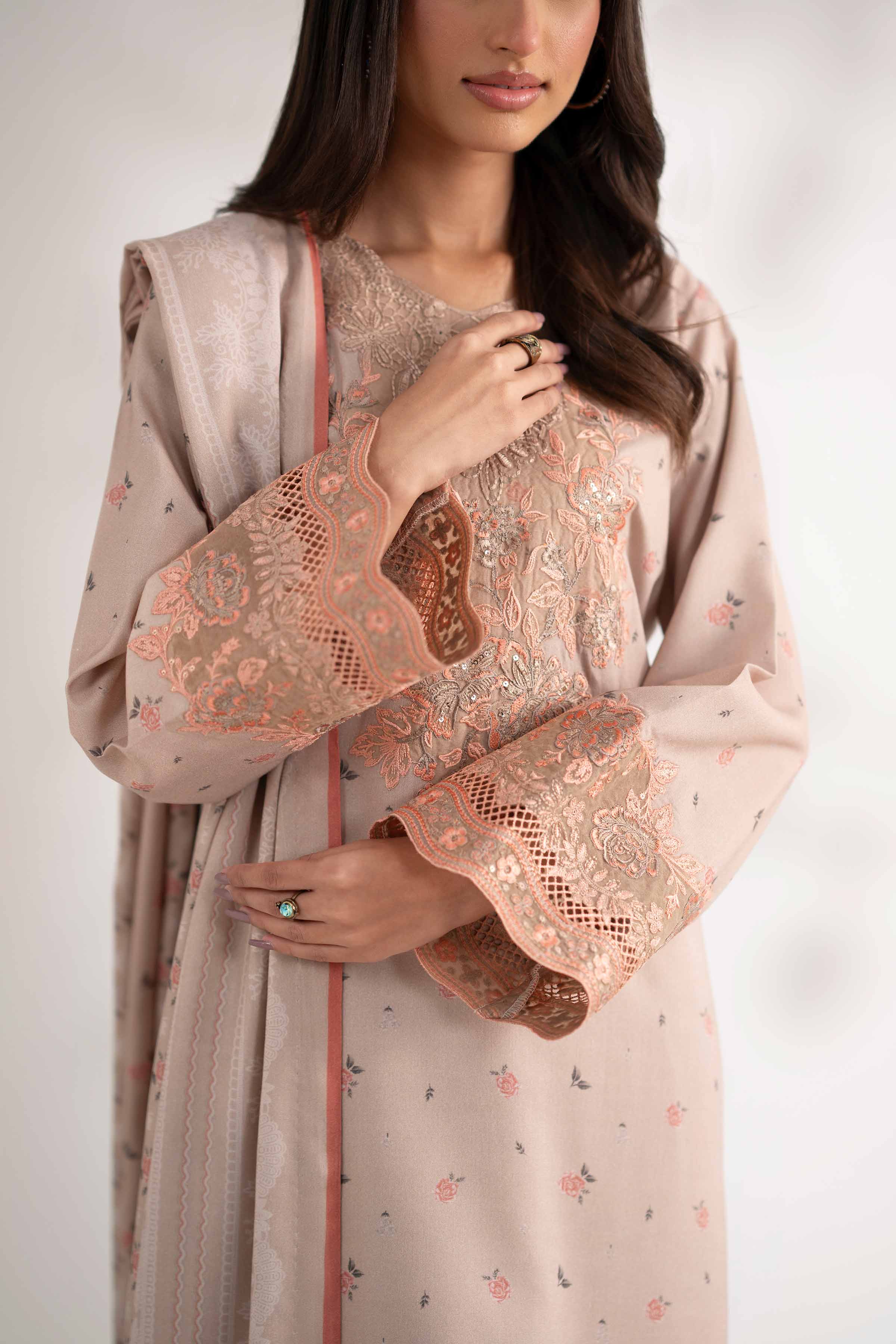 3 Piece - Printed Embroidered Suit - 42502819
