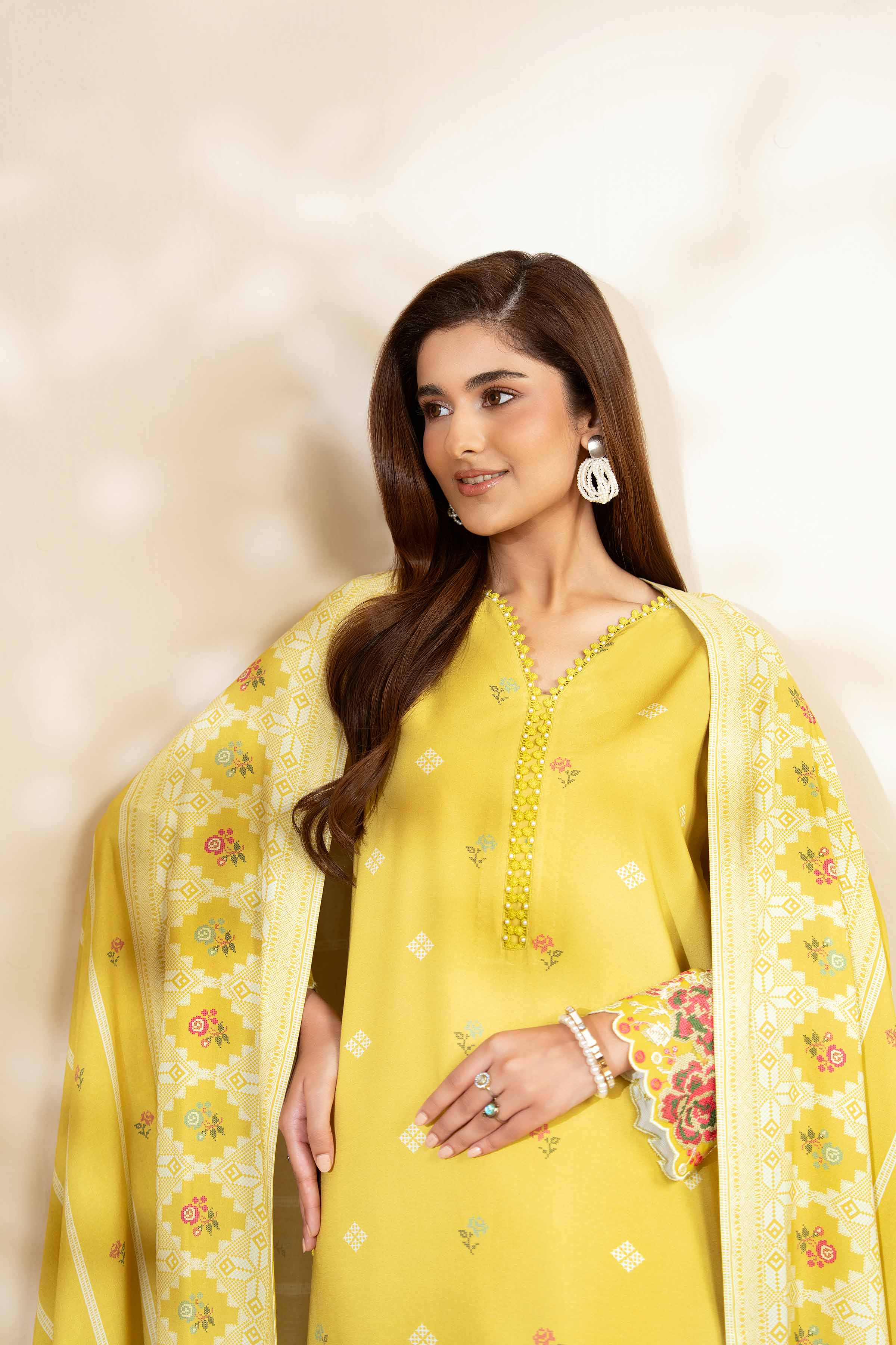 3 Piece - Printed Embroidered Suit - 42502820