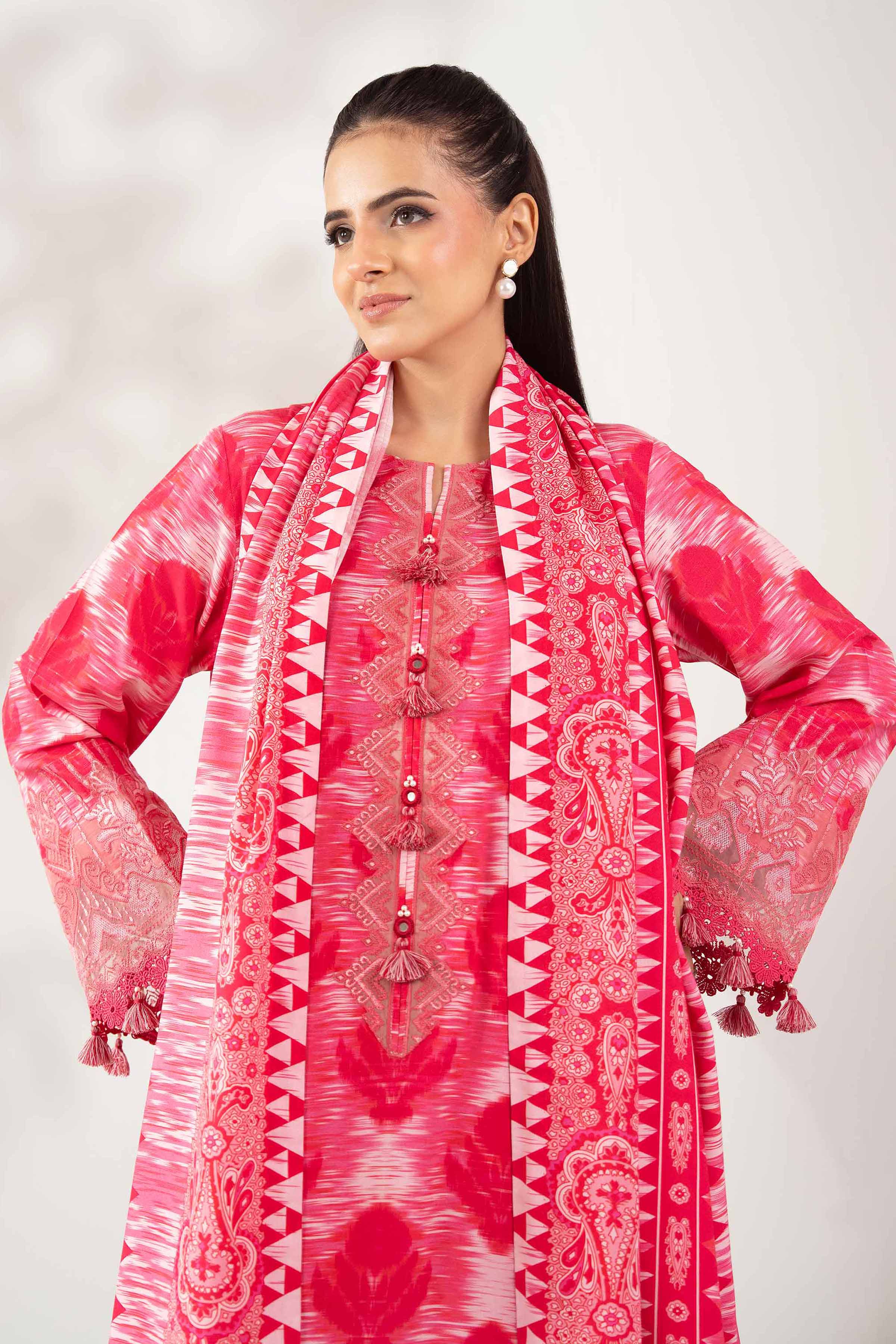 3 Piece - Printed Embroidered Suit - 42502824