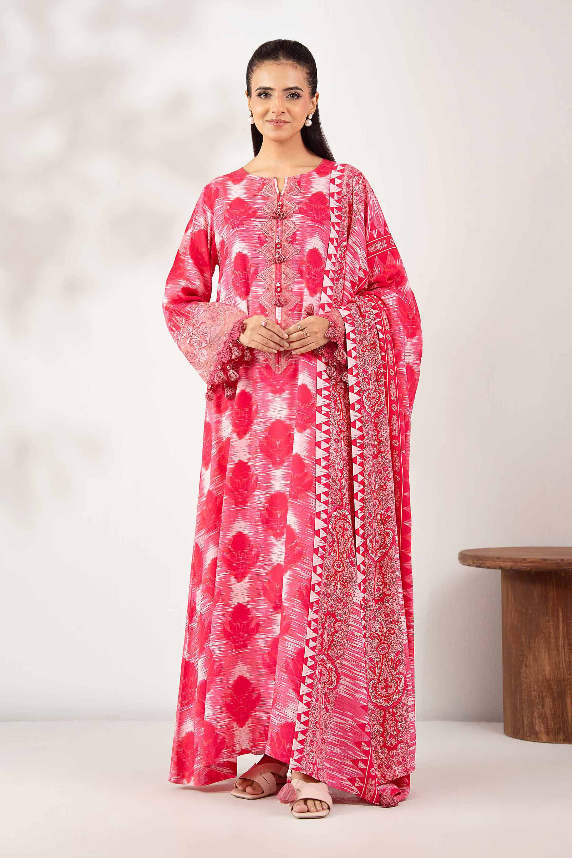 3 Piece - Printed Embroidered Suit - 42502824
