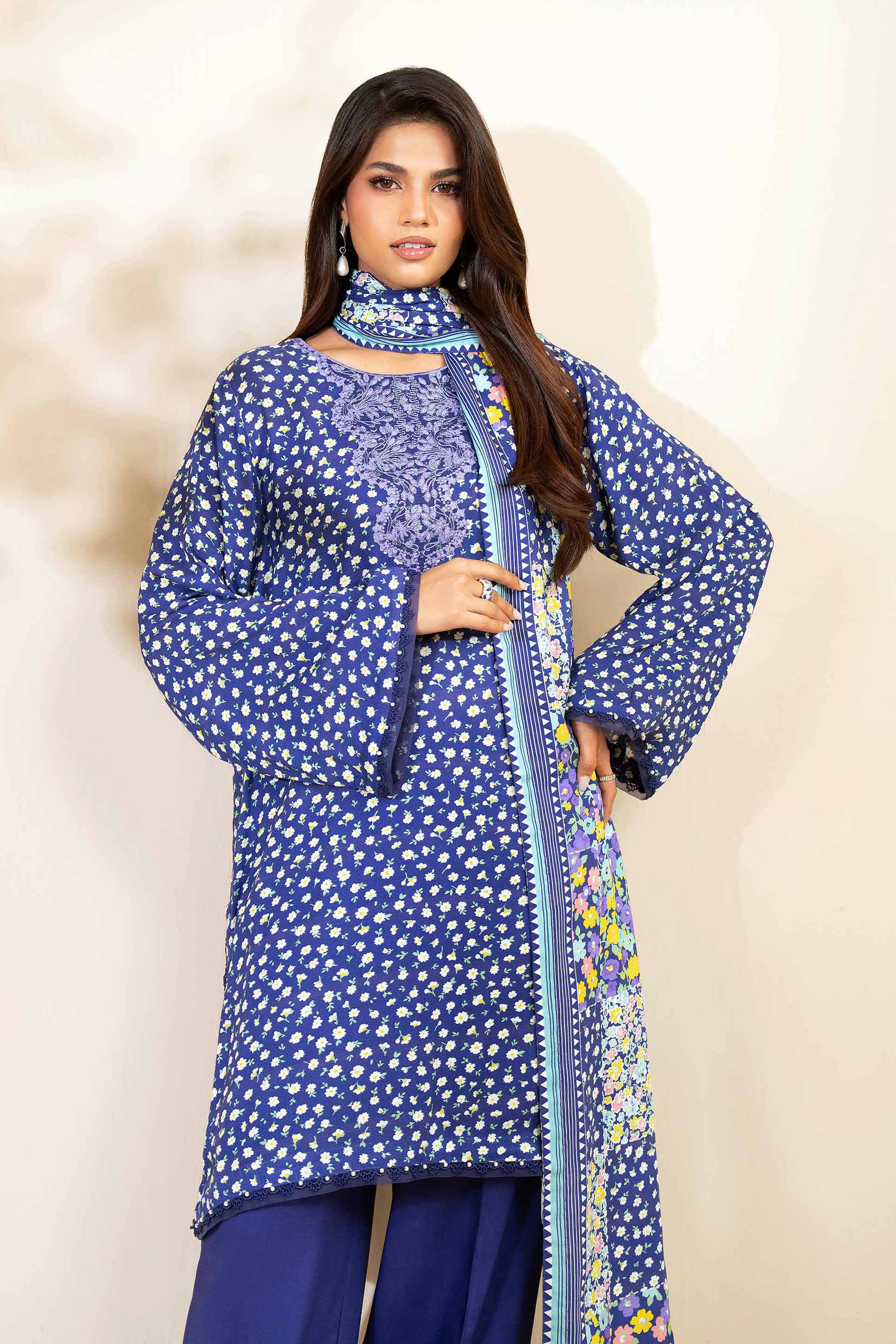 3 Piece - Printed Embroidered Suit - 42502825