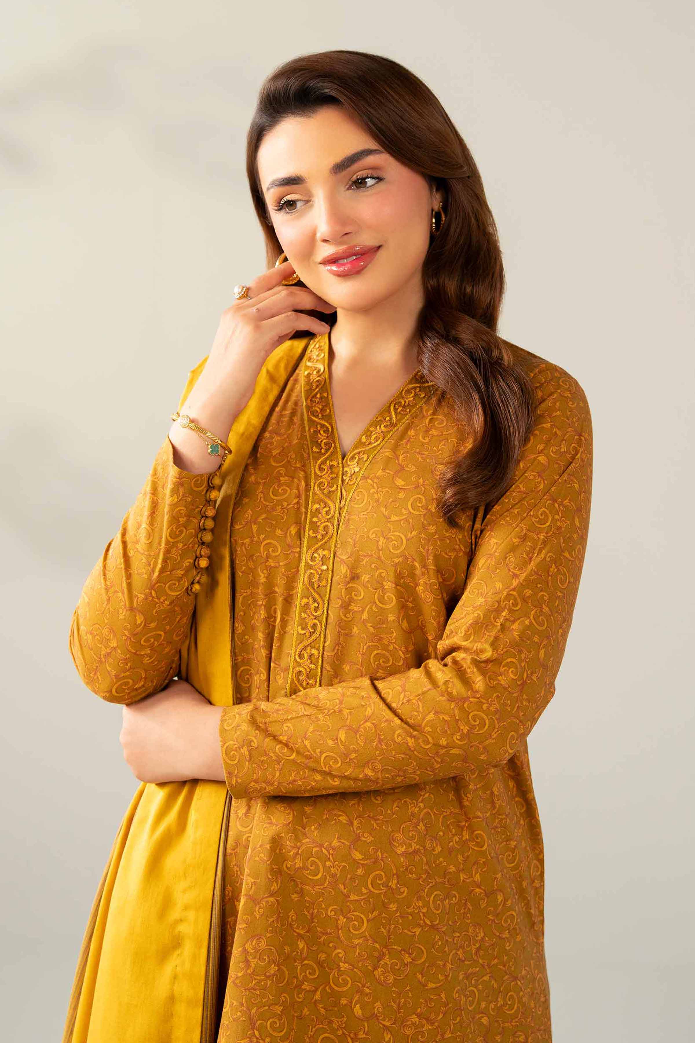 3 Piece - Printed Embroidered Suit - 42502839