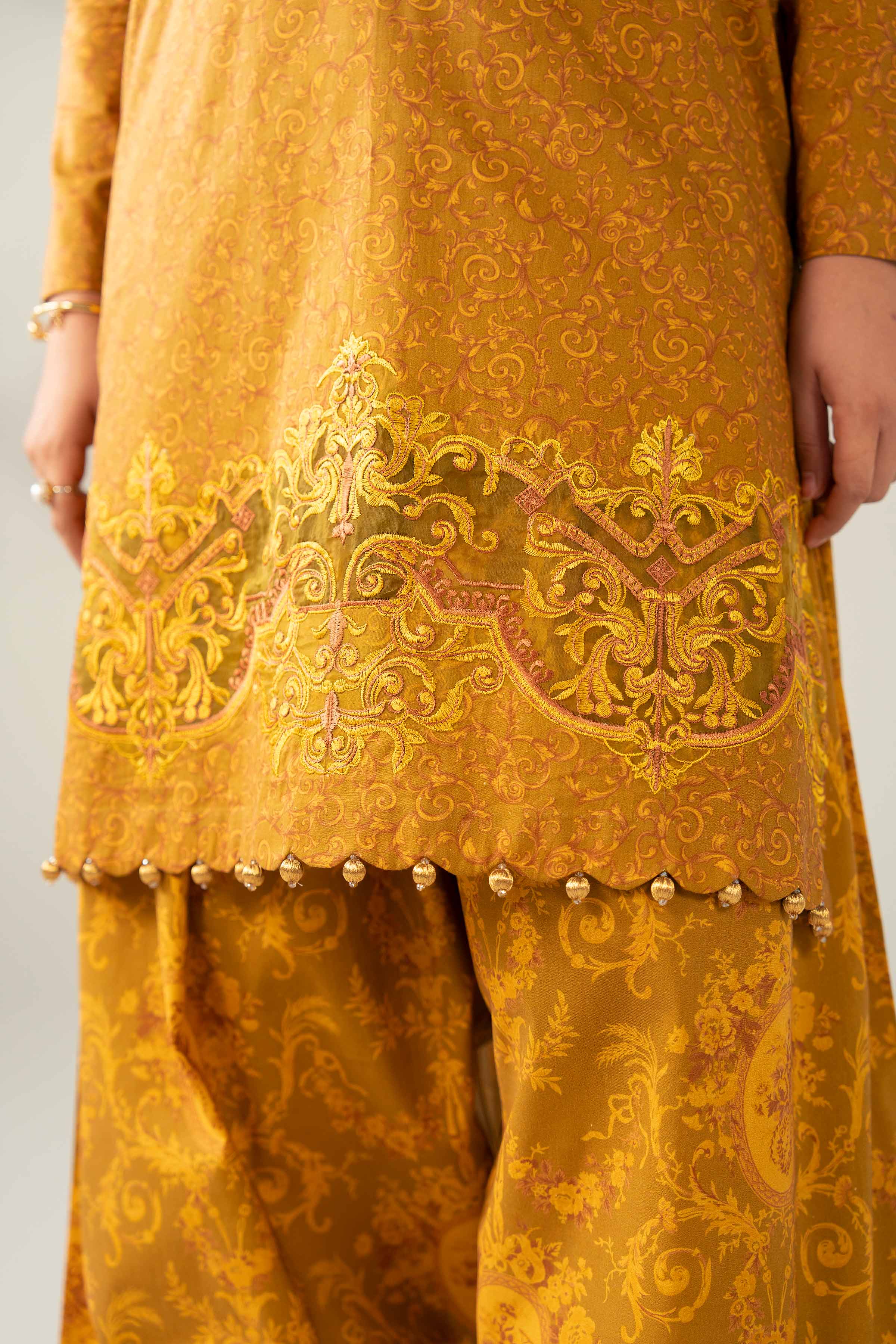 3 Piece - Printed Embroidered Suit - 42502839